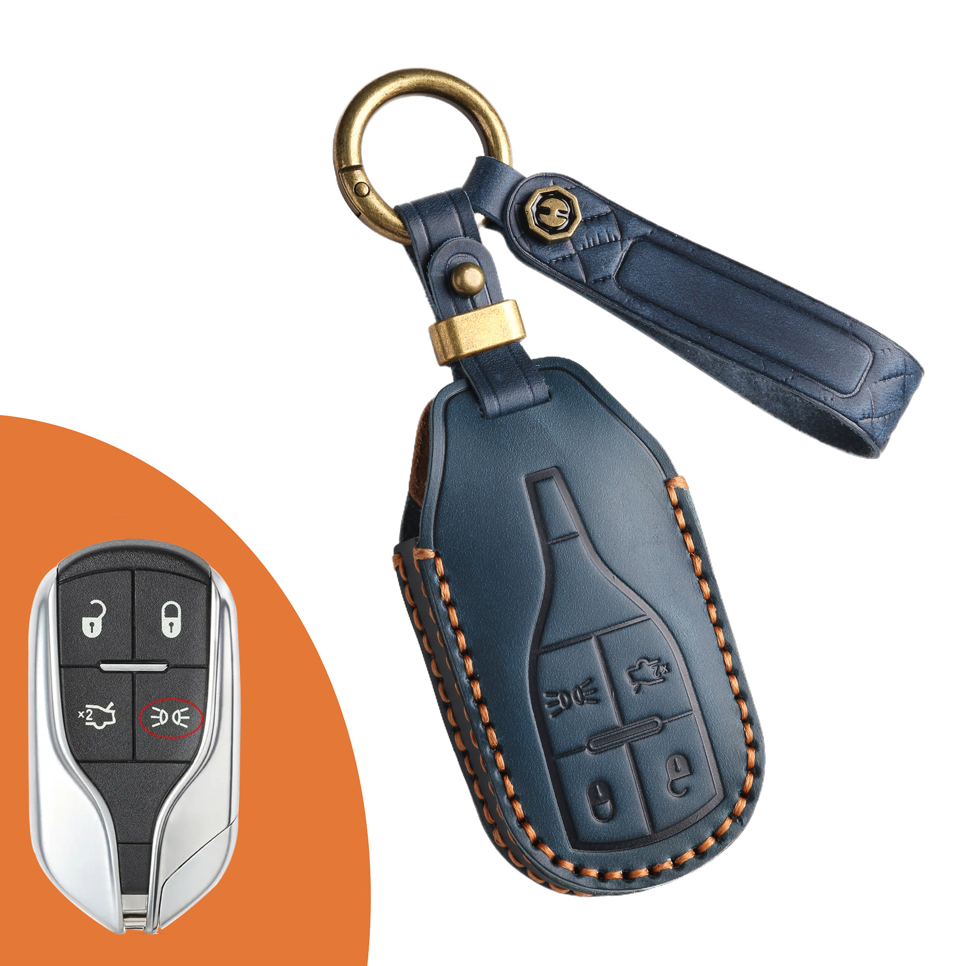 Key Fob Cover For Maserati,Crazy Horse Leather