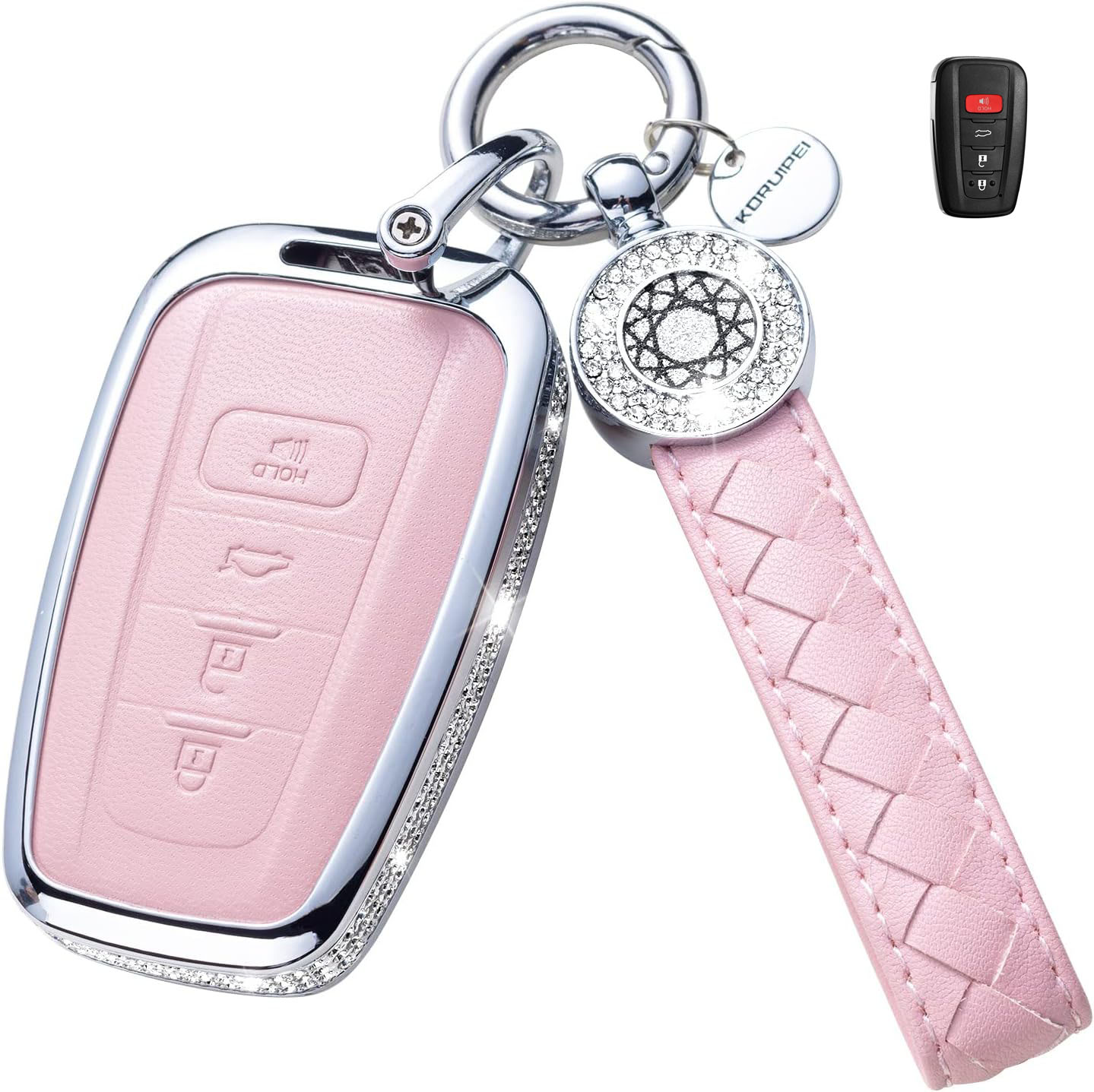 Key Fob Cover For TOYOTA Camry Metal-Diamond, Pink