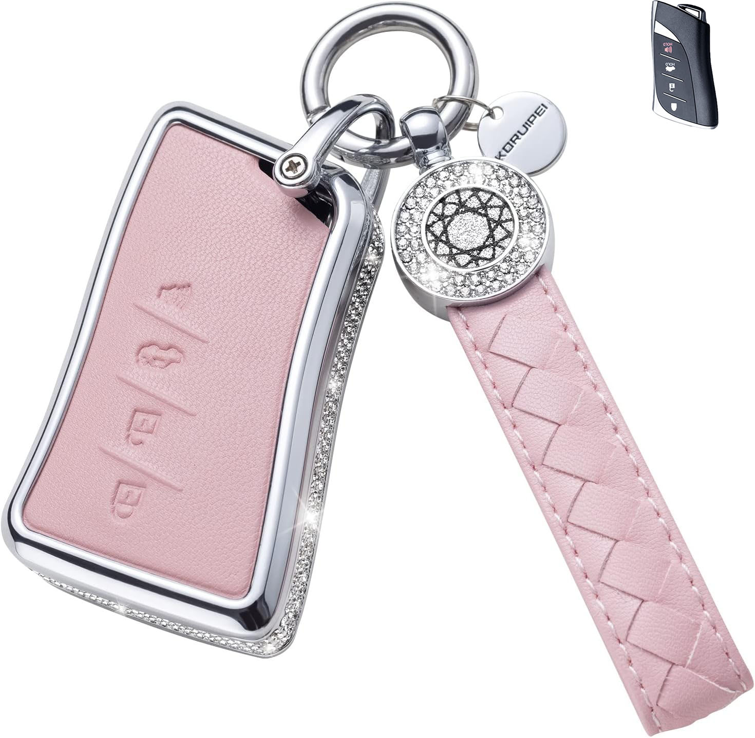 Key Fob Cover For Lexus 4 Metal-Diamond, Pink