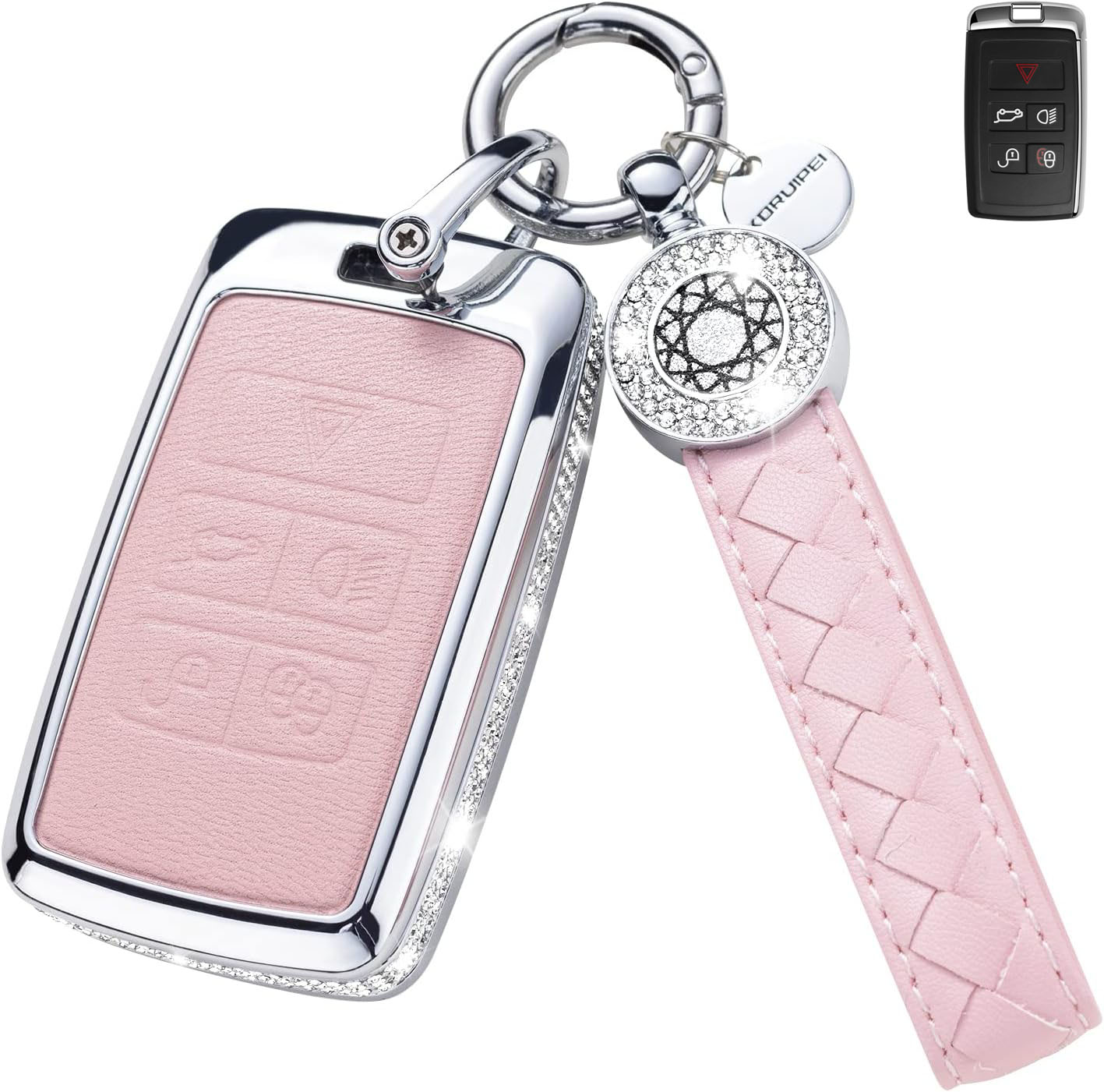 Key Fob Cover For Land rover 5 Metal-Diamond, Pink
