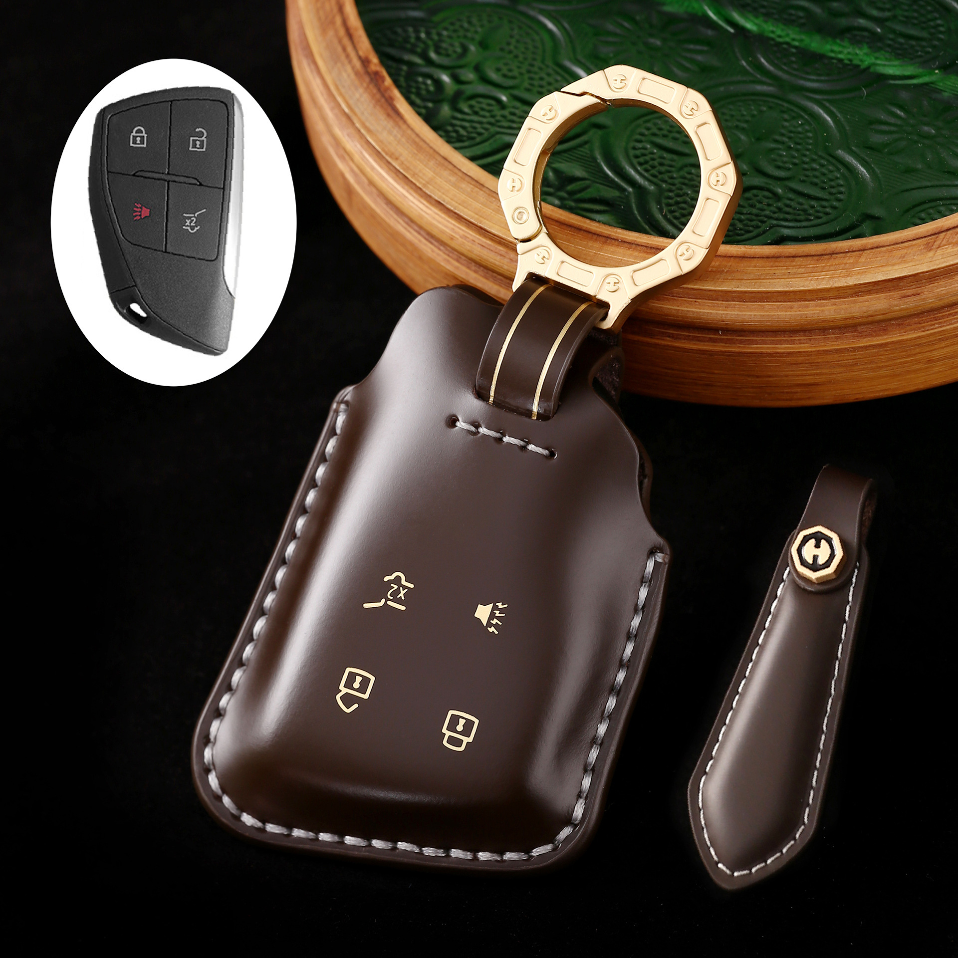 Key Fob Cover For Buick Encore,Cordovan Leather