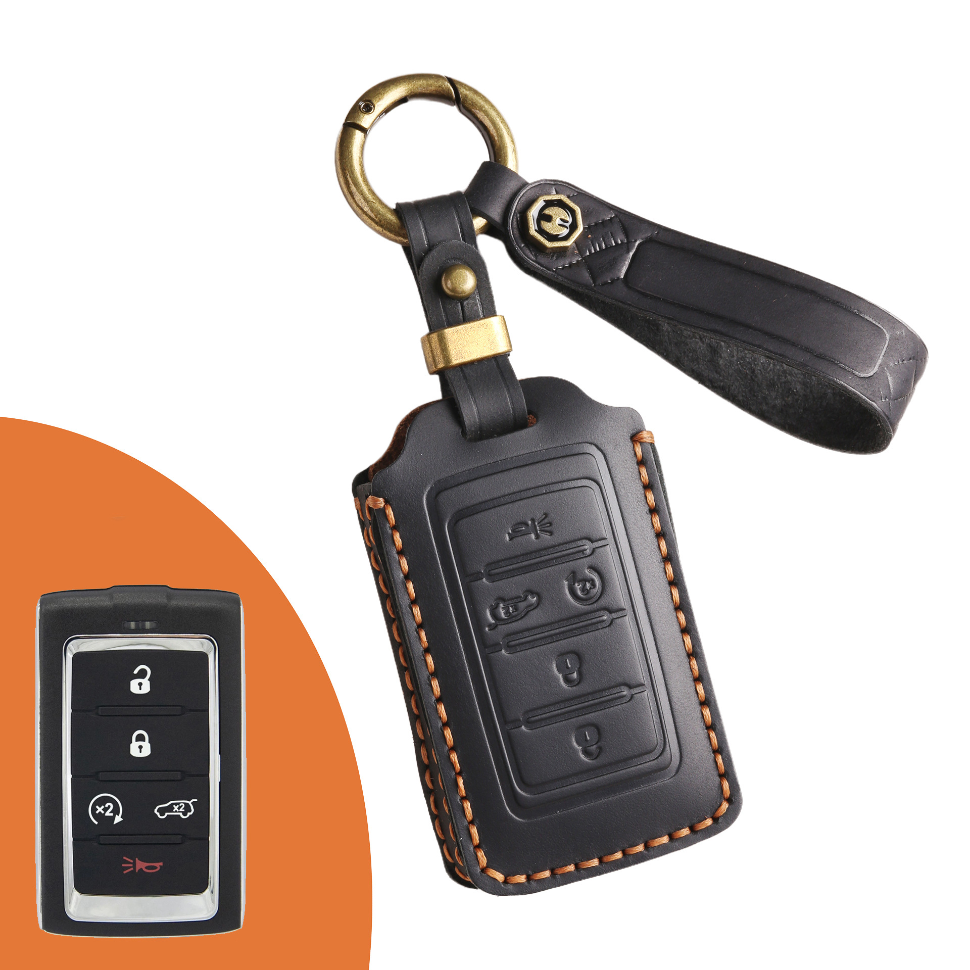 Key Fob Cover For Jeep Wrangler,Crazy Horse Leather