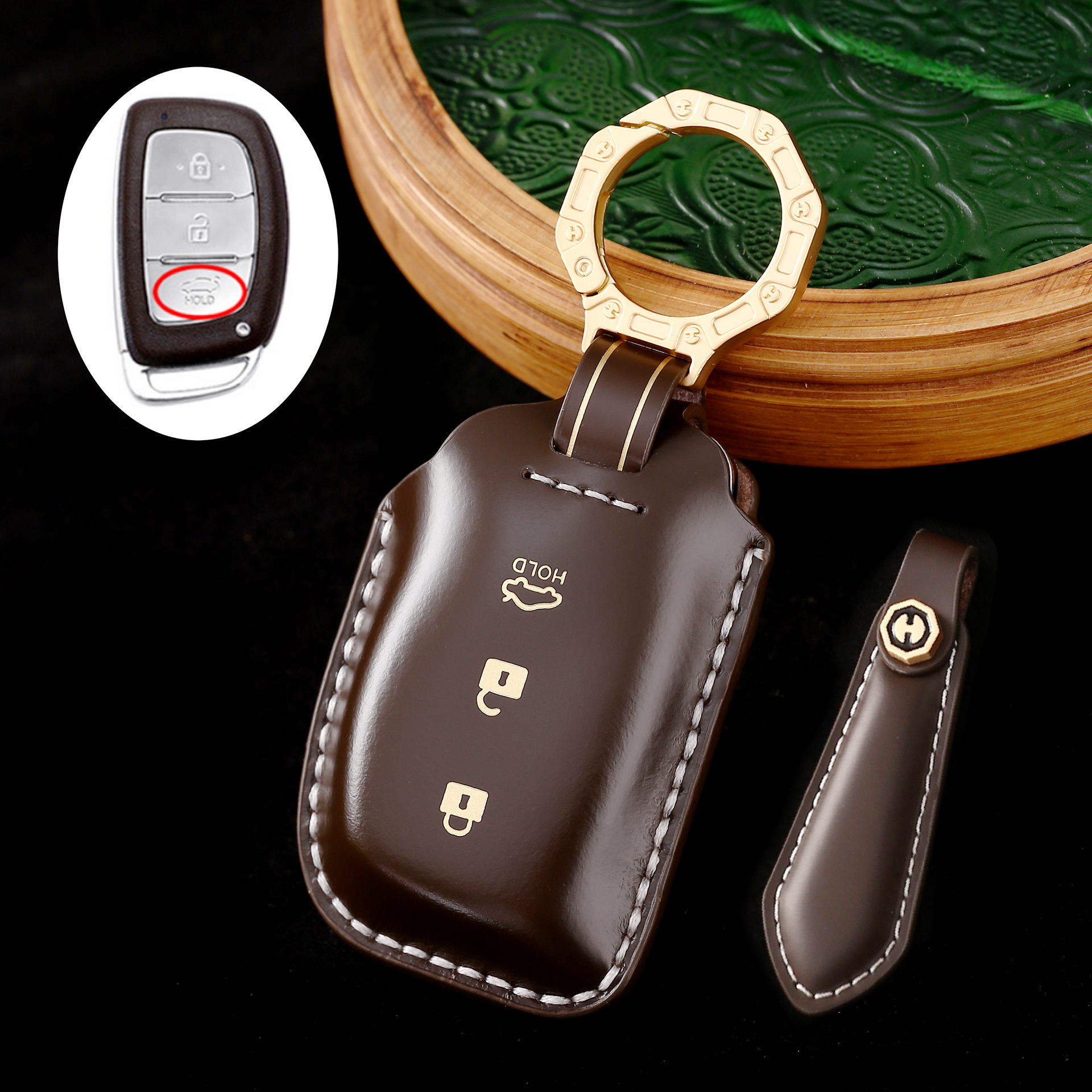 Key Fob Cover For Hyundai,Cordovan Leather