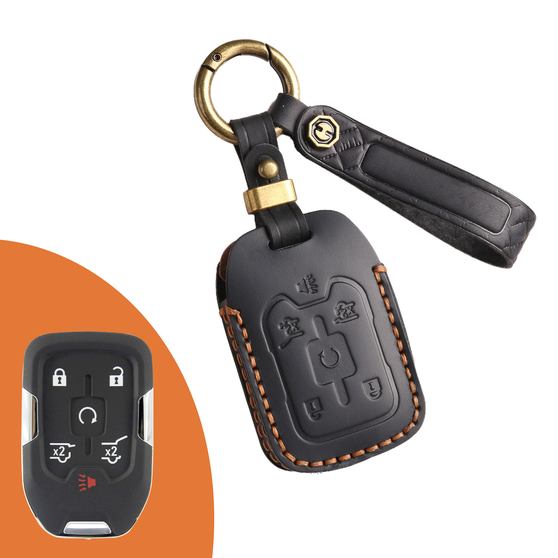 Key Fob Cover For GMC Sierra,Crazy Horse Leather