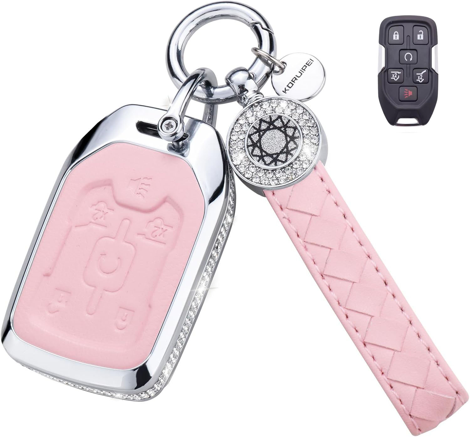 Key Fob Cover For GMC Metal-Diamond, Pink