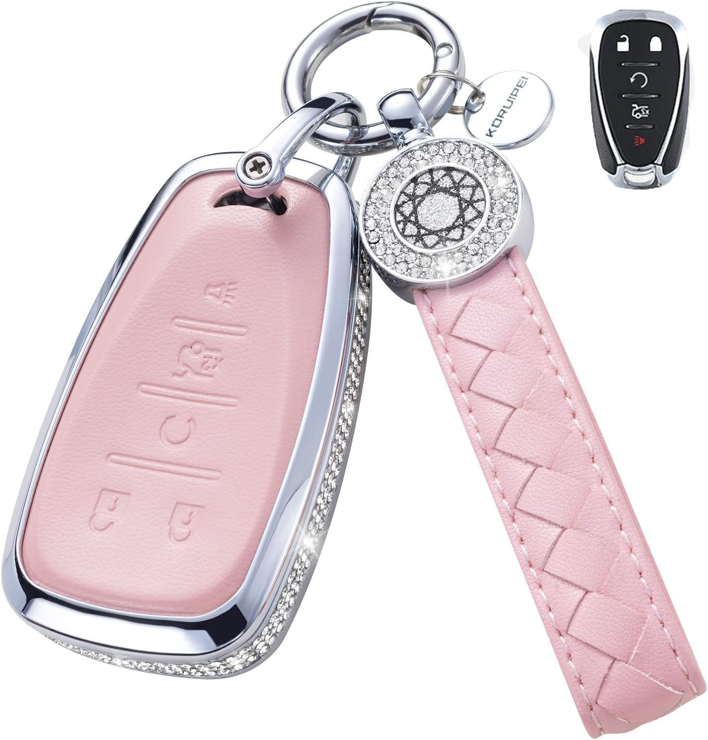Key Fob Cover For Chevrolet Metal-Diamond, Pink