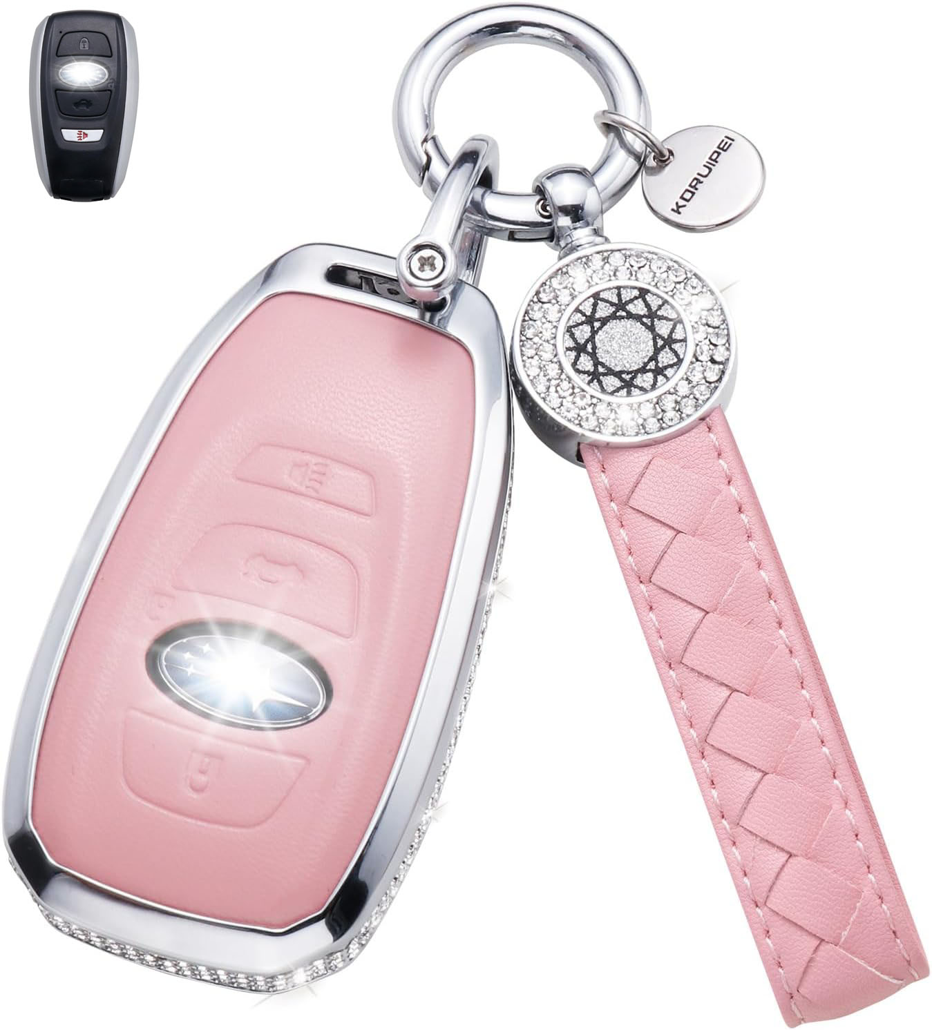 Key Fob Cover For Subaru  Metal-Diamond, Pink