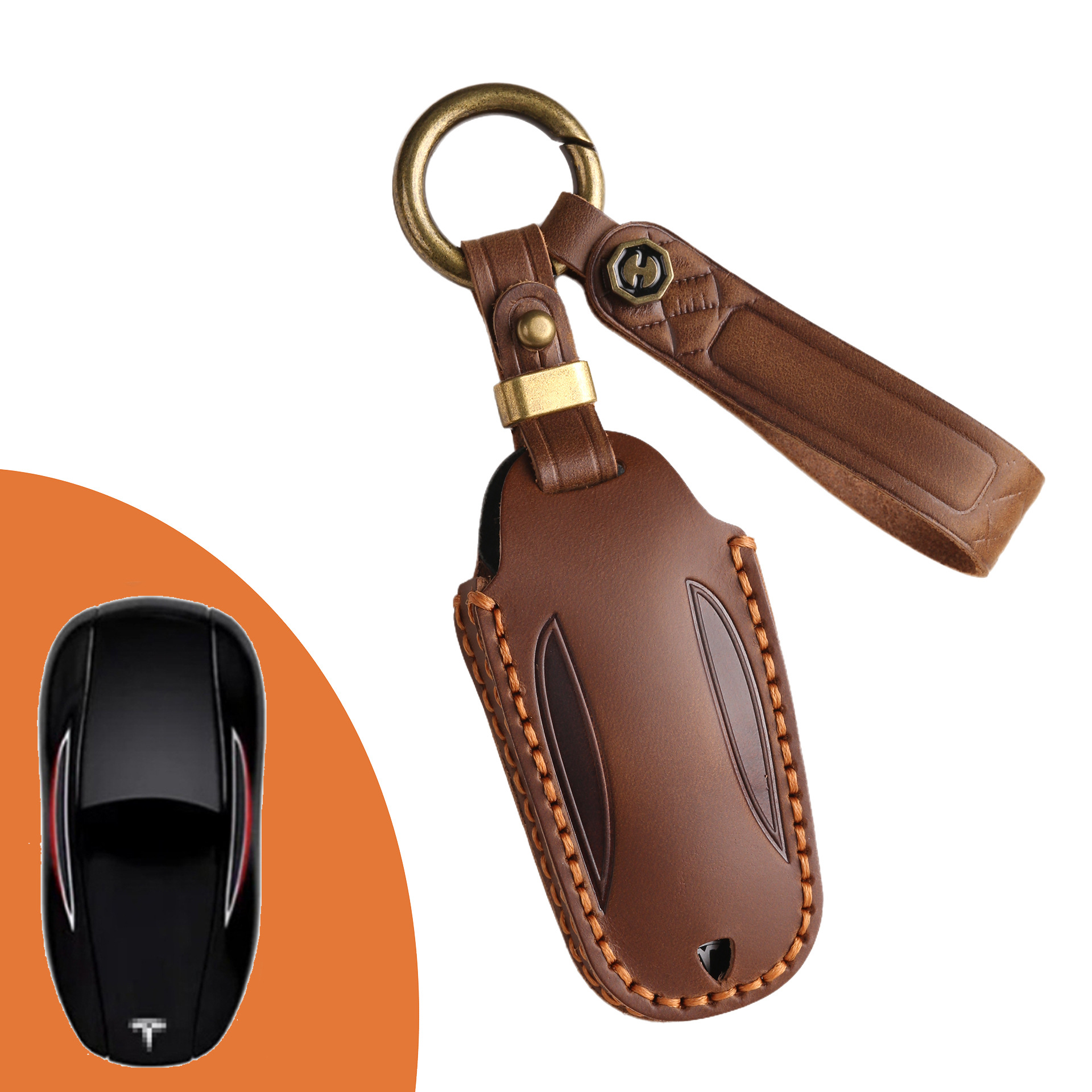 Key Fob Cover For Tesla,Crazy Horse Leather