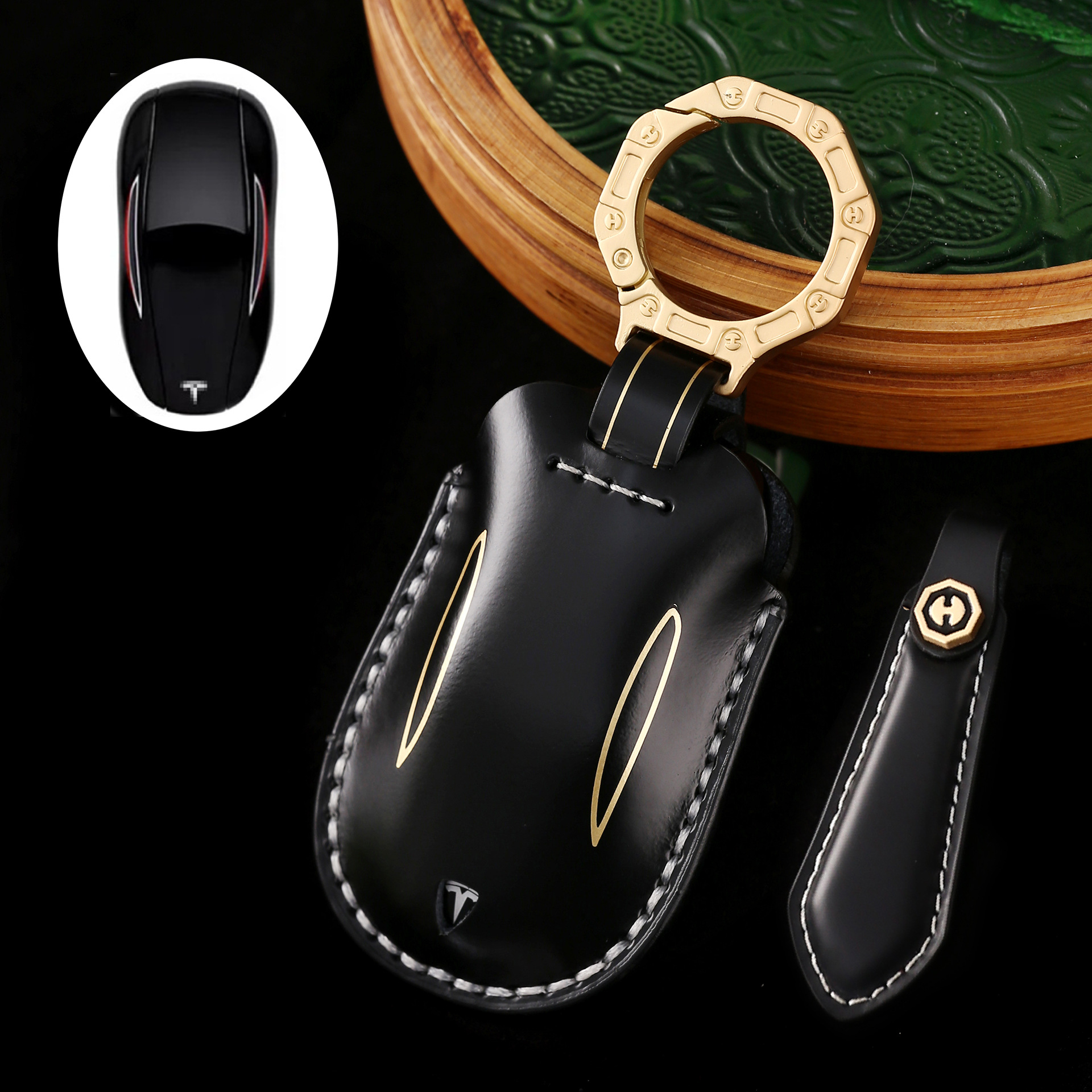 Key Fob Cover For Tesla,Cordovan Leather