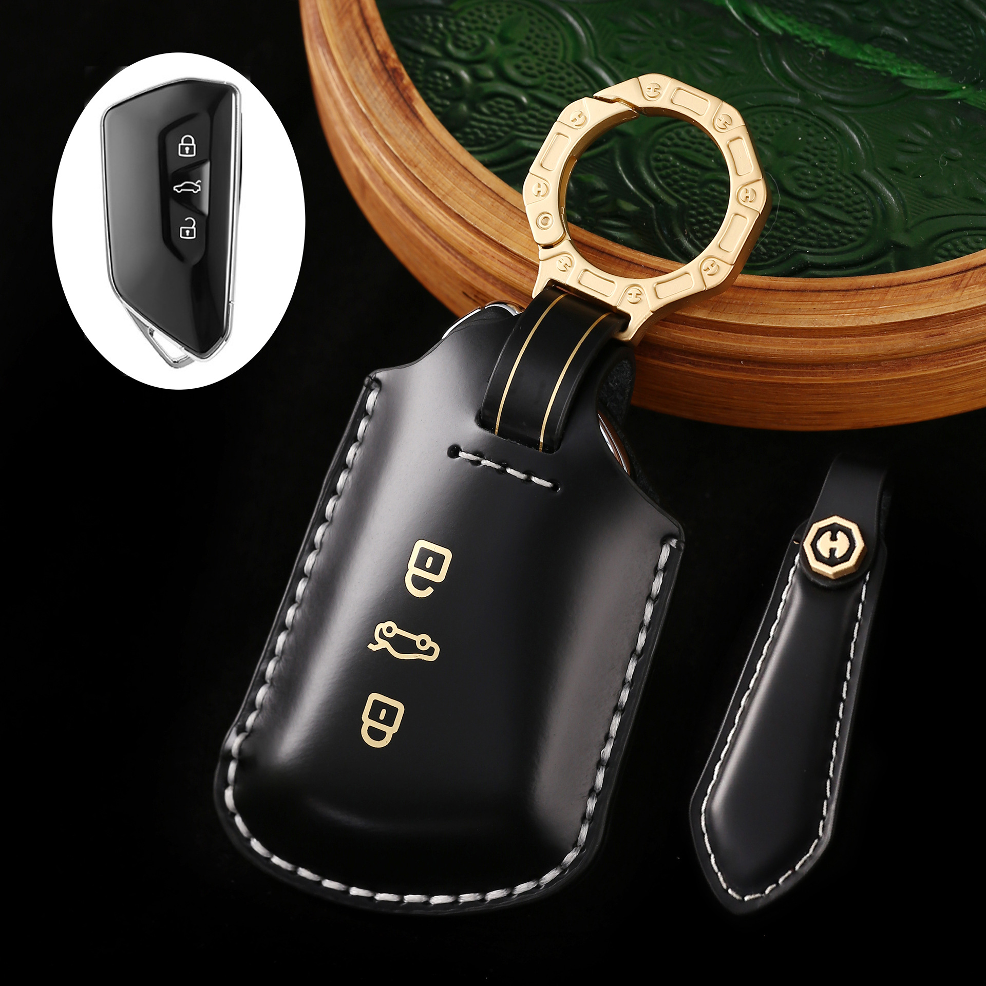 Key Fob Cover For VW ID.4,Cordovan Leather
