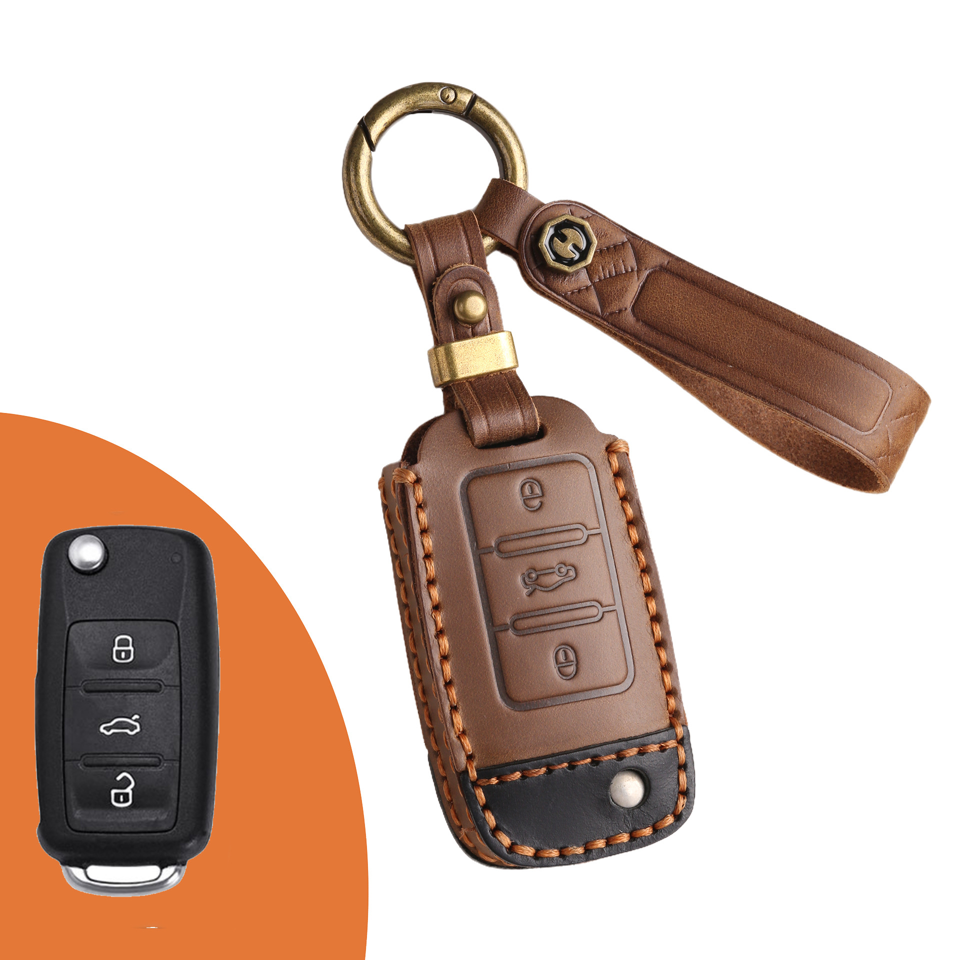 Key Fob Cover For Volkswagen,Crazy Horse Leather