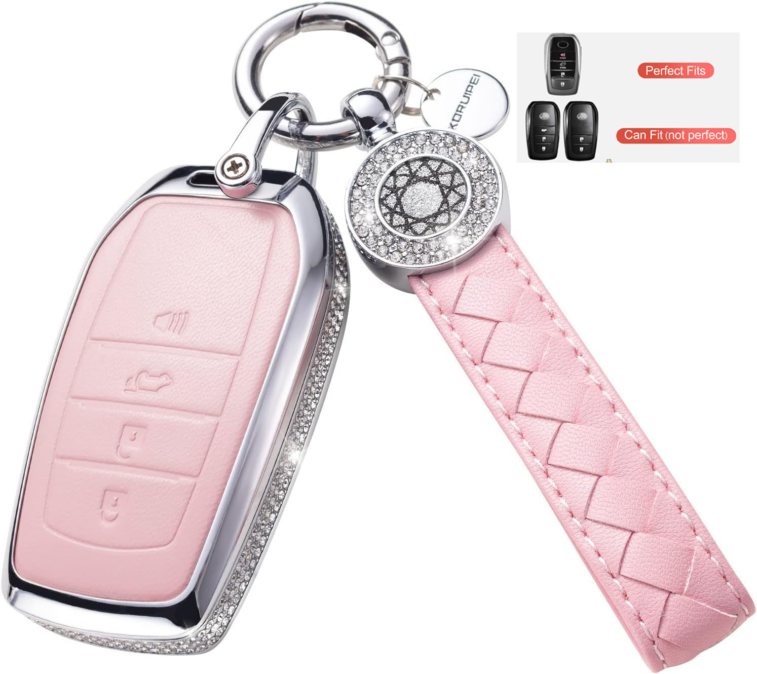 Key Fob Cover For TOYOTA Metal-Diamond, Pink