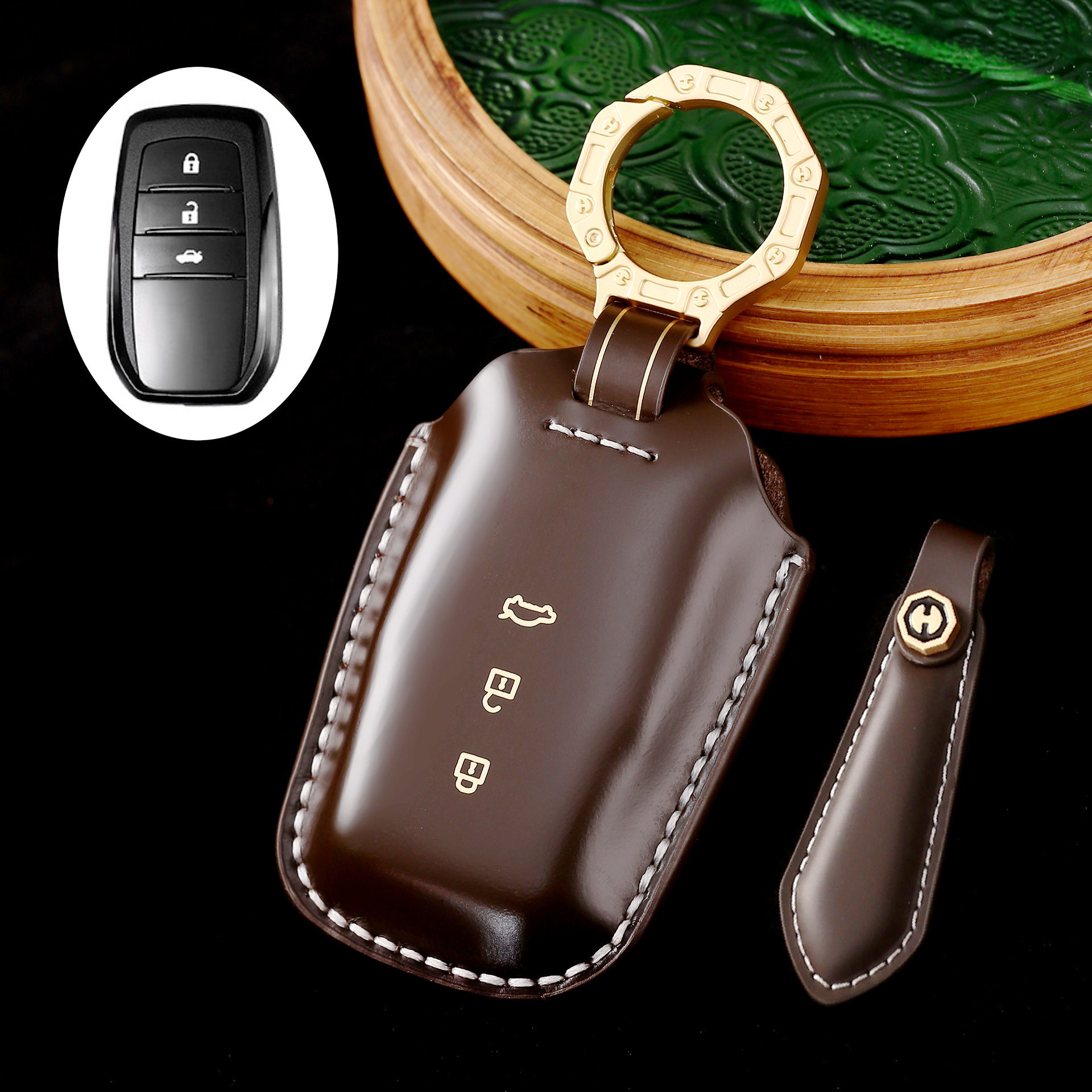 Key Fob Cover For TOYOTA,Cordovan Leather