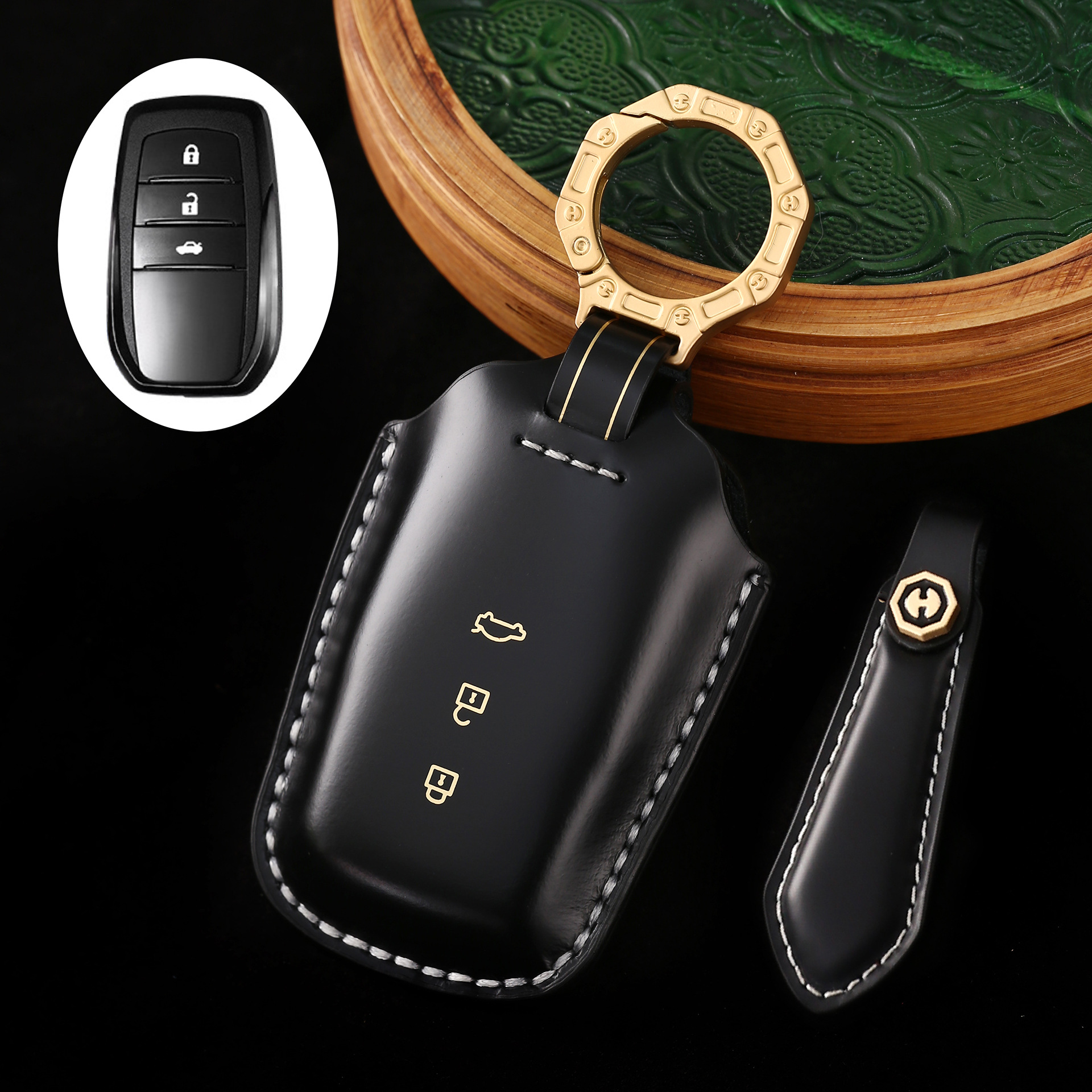 Key Fob Cover For TOYOTA,Cordovan Leather