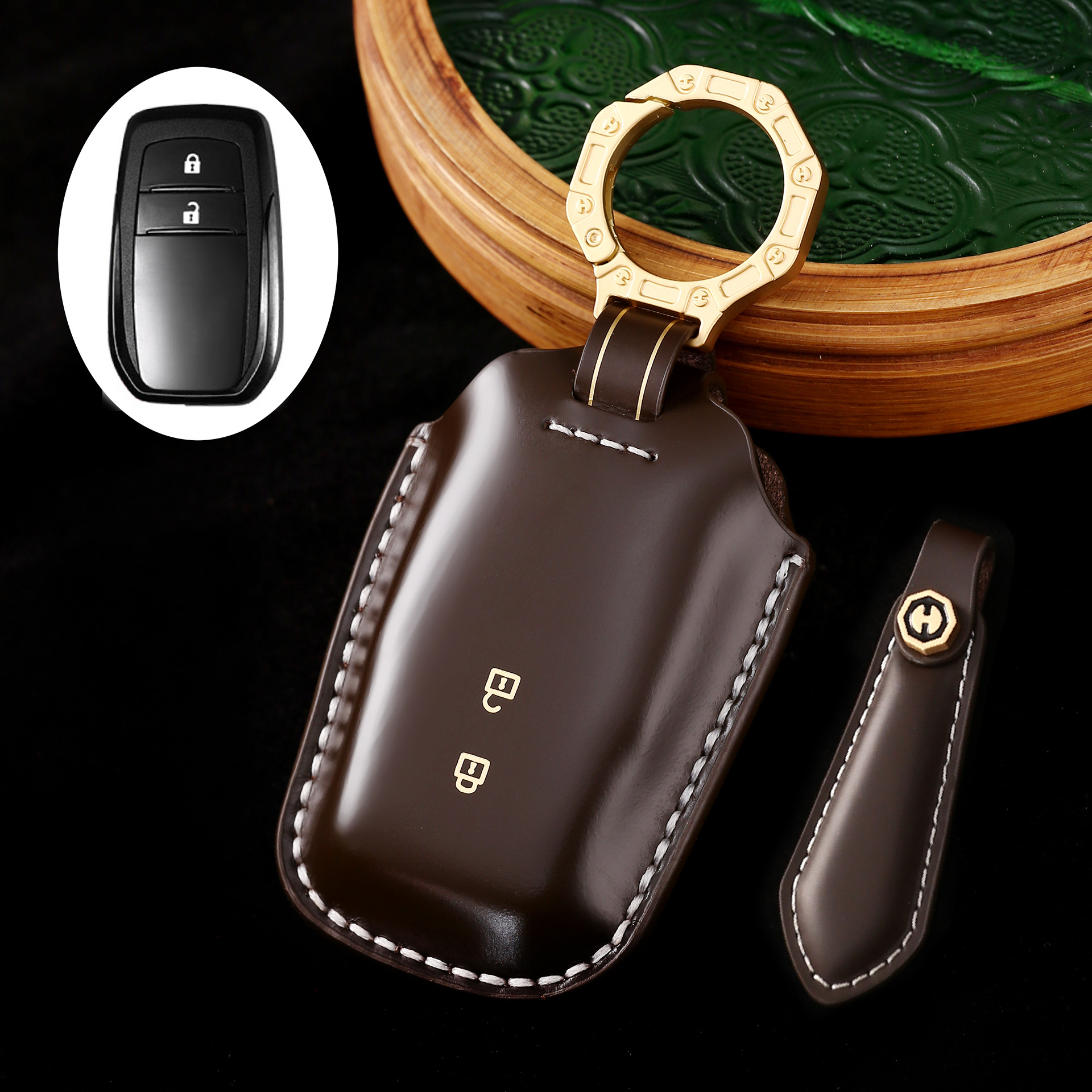 Key Fob Cover For TOYOTA,Cordovan Leather