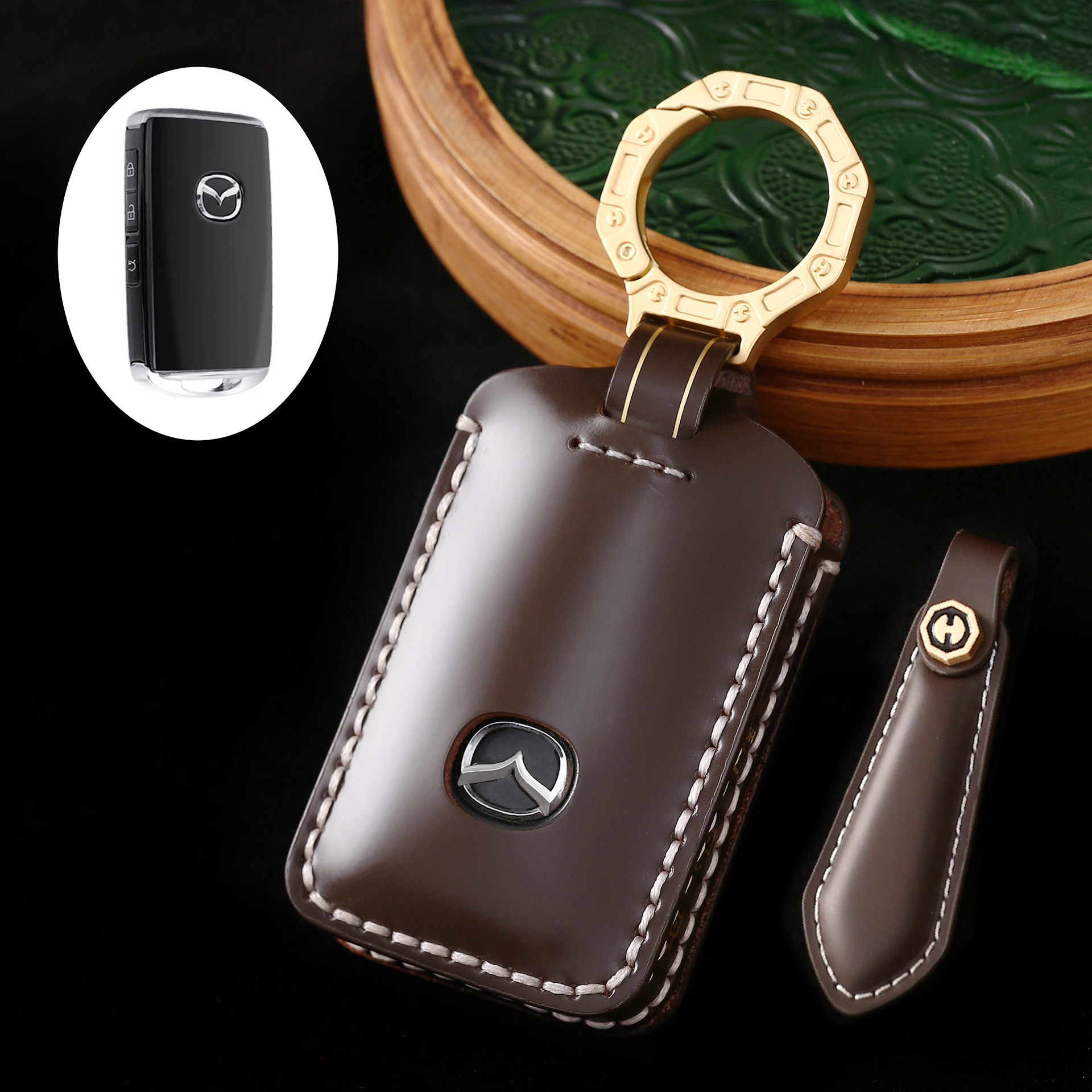 Key Fob Cover For Mazda3,Cordovan Leather