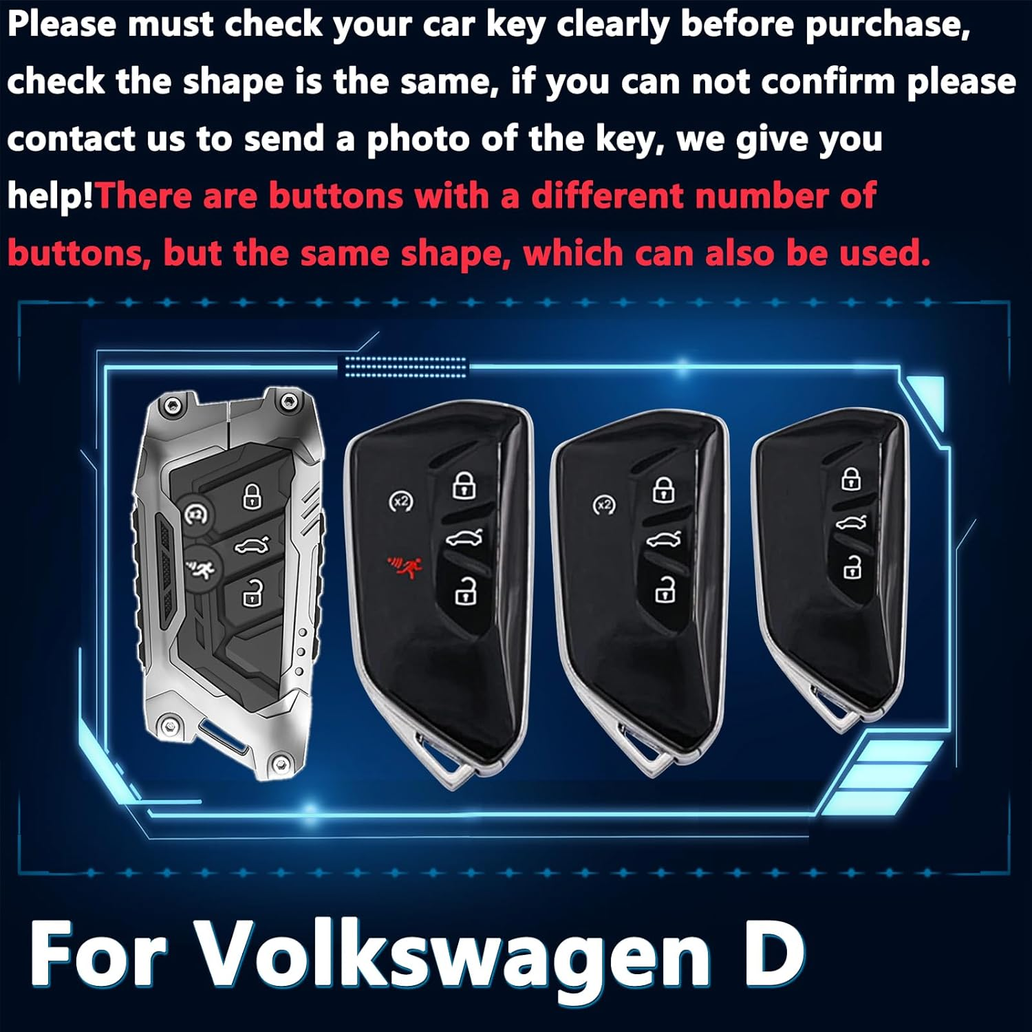 Key Fob Cover For VW Jetta,Metal-Mecha