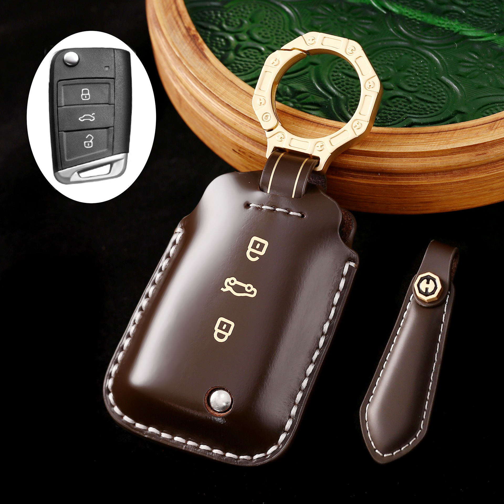 Key Fob Cover For Volkswagen,Cordovan Leather