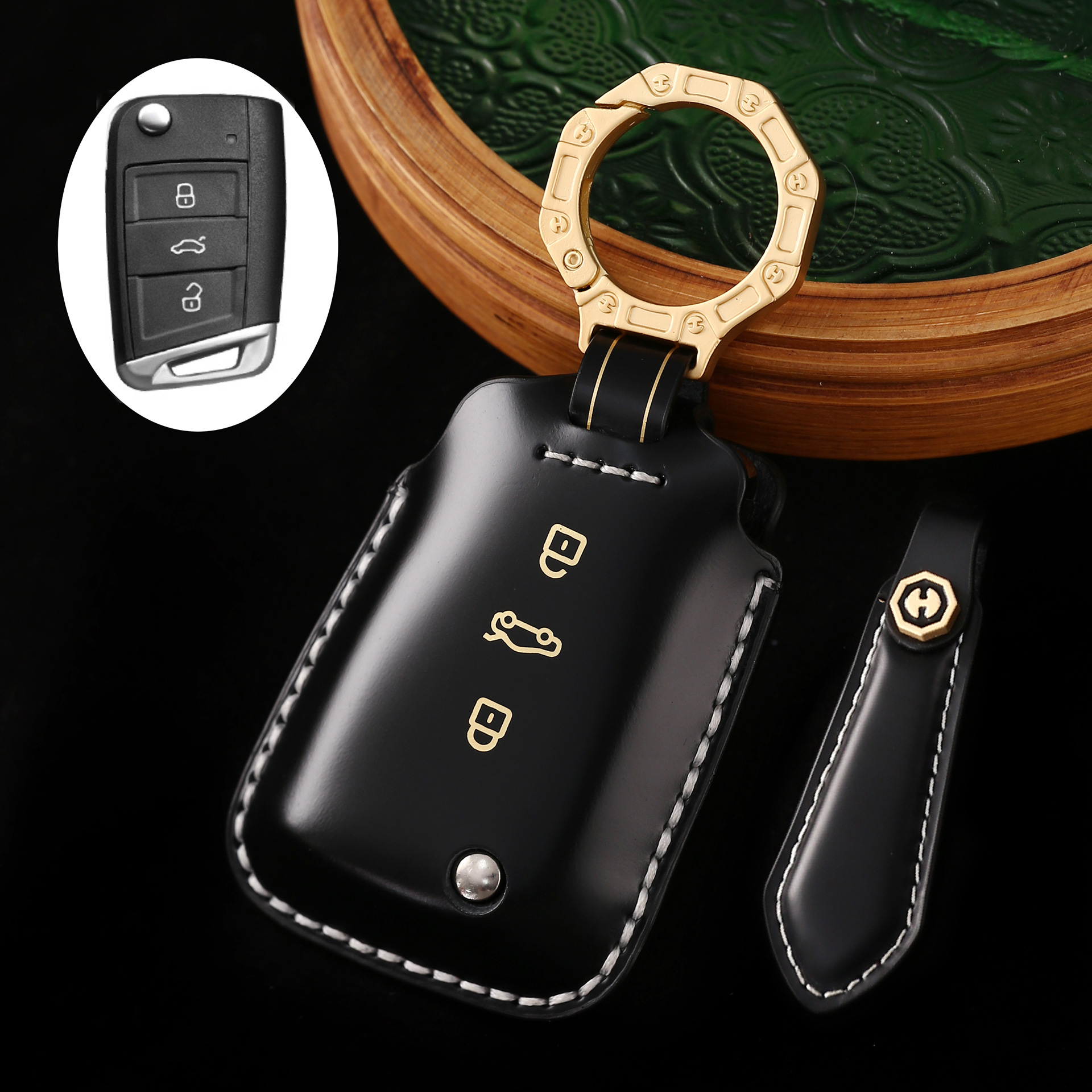 Key Fob Cover For Volkswagen,Cordovan Leather