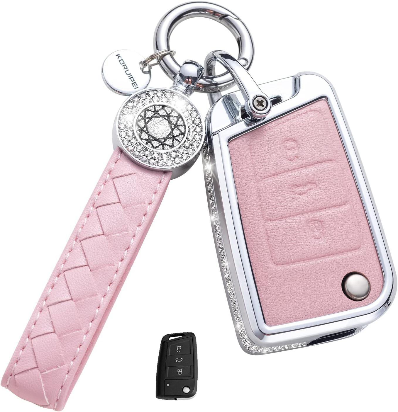 Key Fob Cover For VW Metal-Diamond, Pink