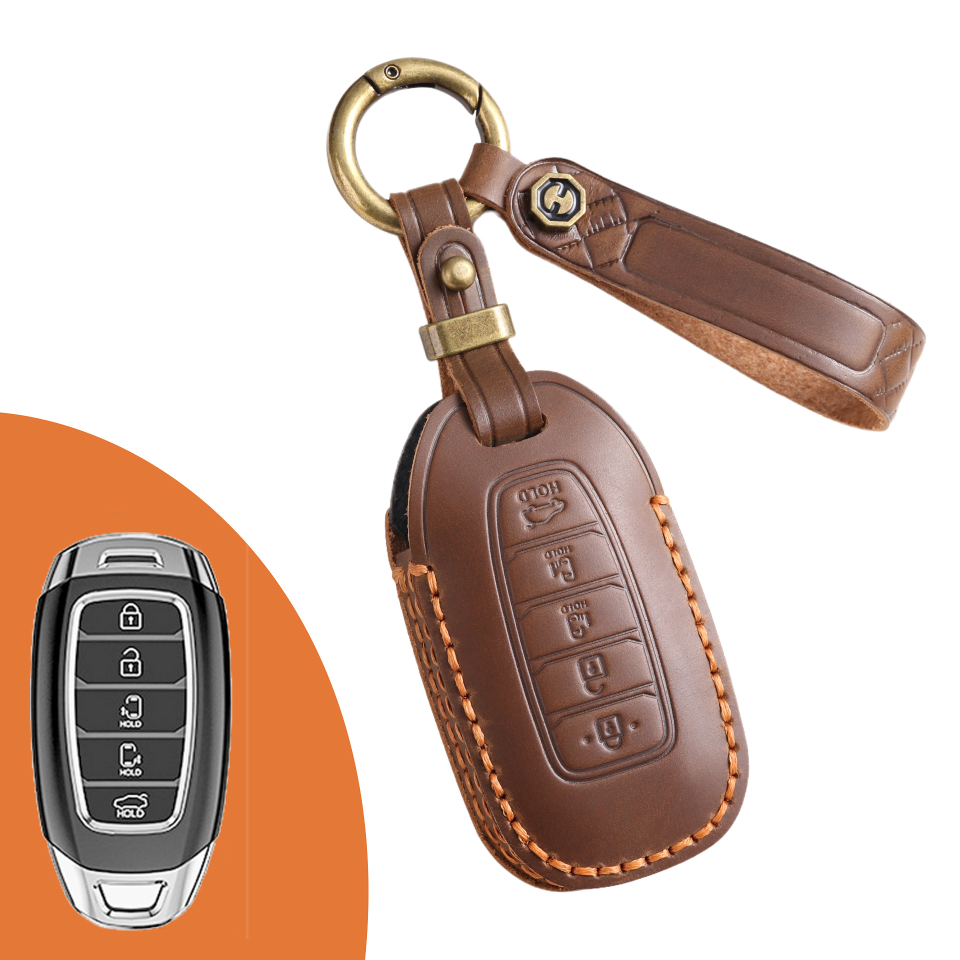 Key Fob Cover For Hyundai Elantra,Crazy Horse Leather