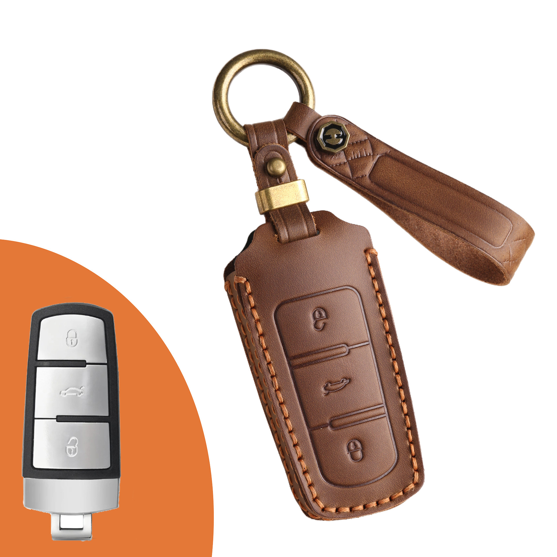 Key Fob Cover For VW,Crazy Horse Leather