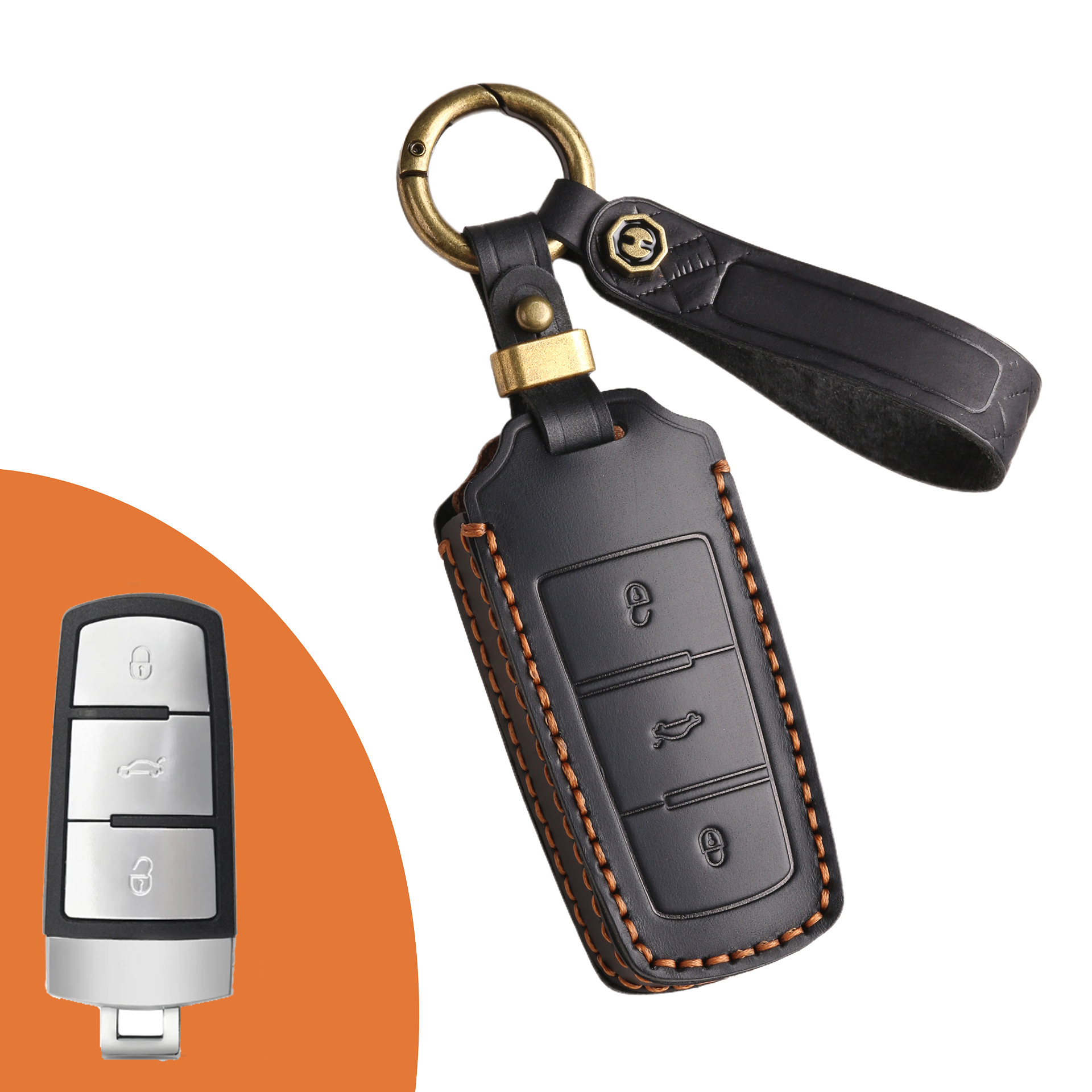 Key Fob Cover For VW,Crazy Horse Leather