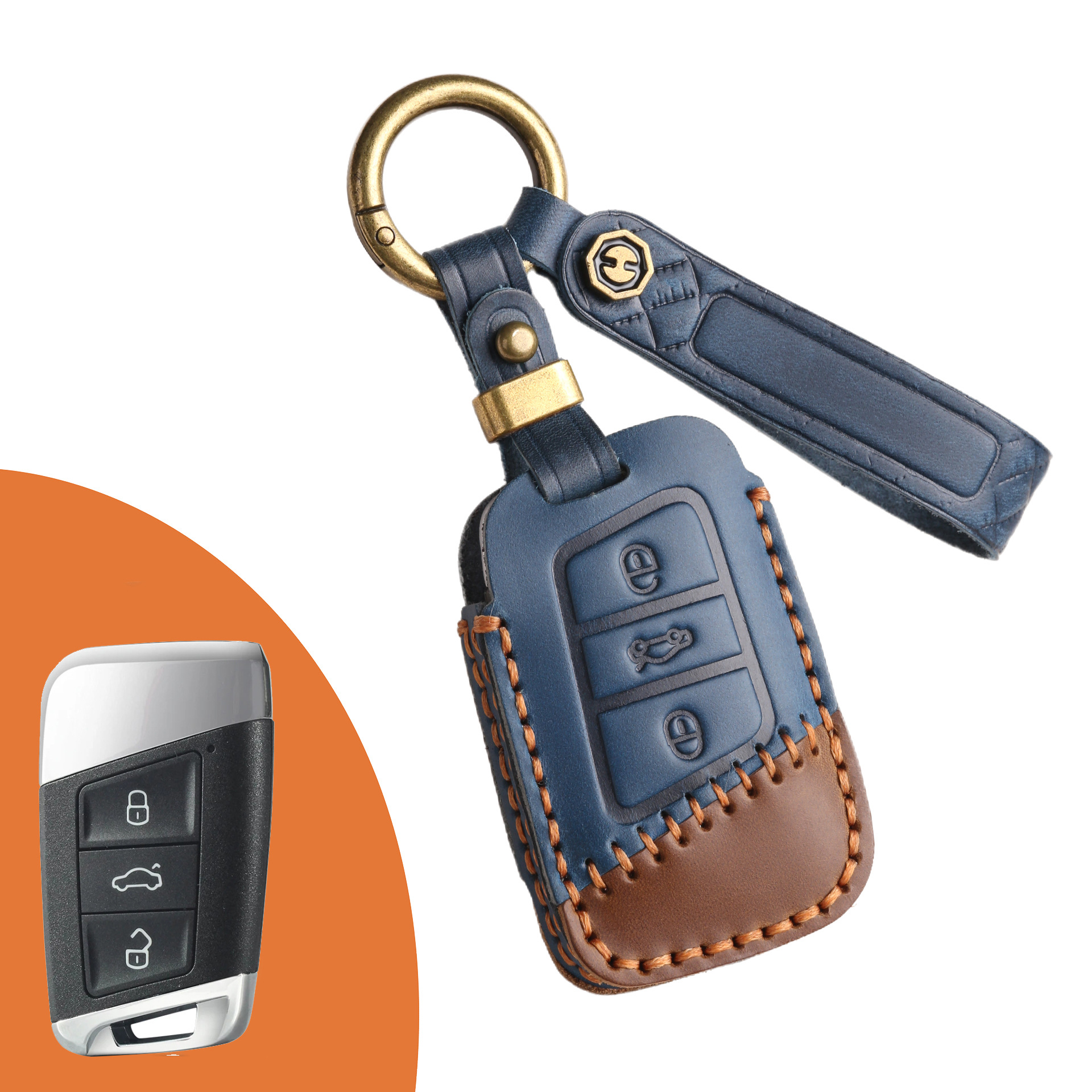 Key Fob Cover For VW Tiguan,Crazy Horse Leather