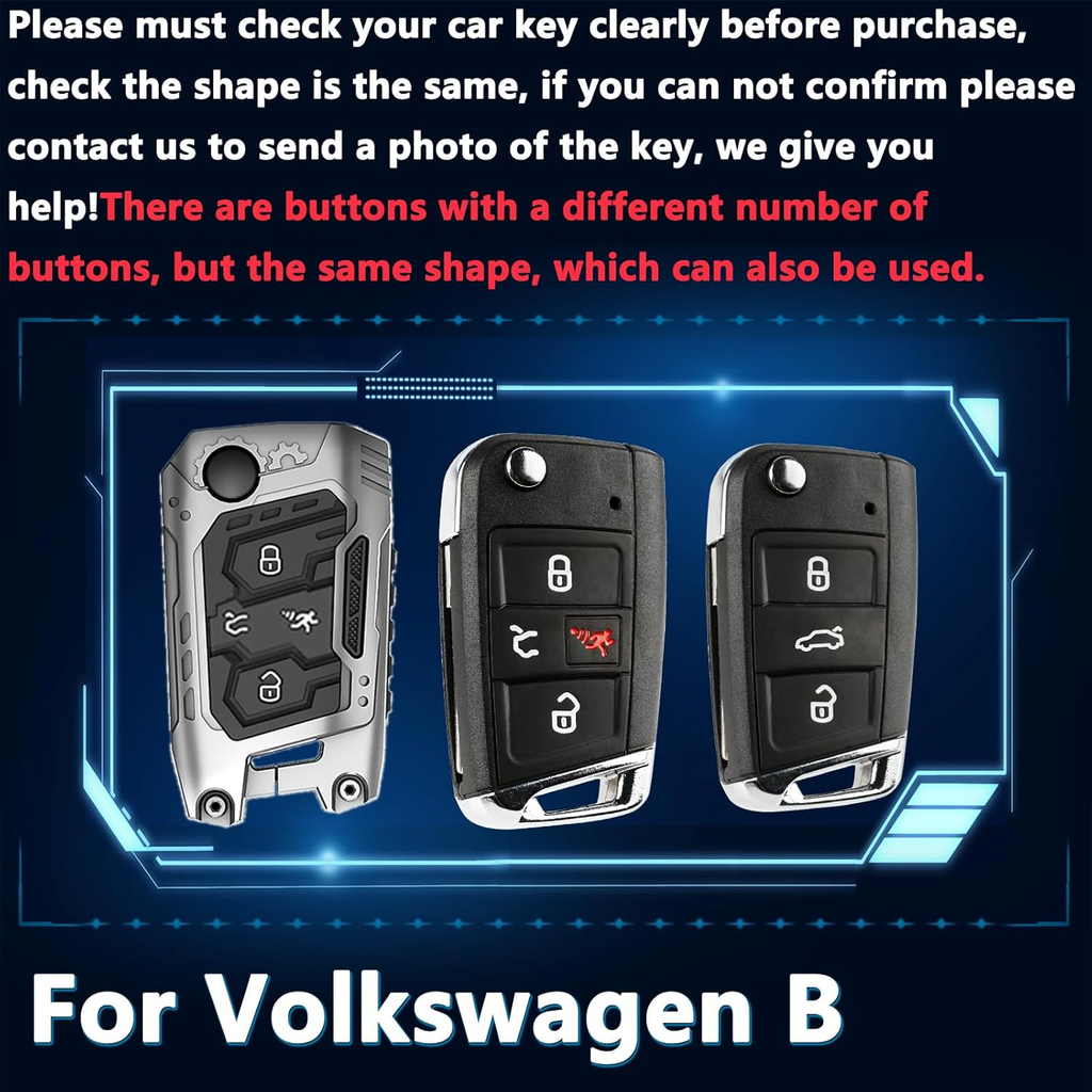 Key Fob Cover For Volkswagen,Metal-Mecha