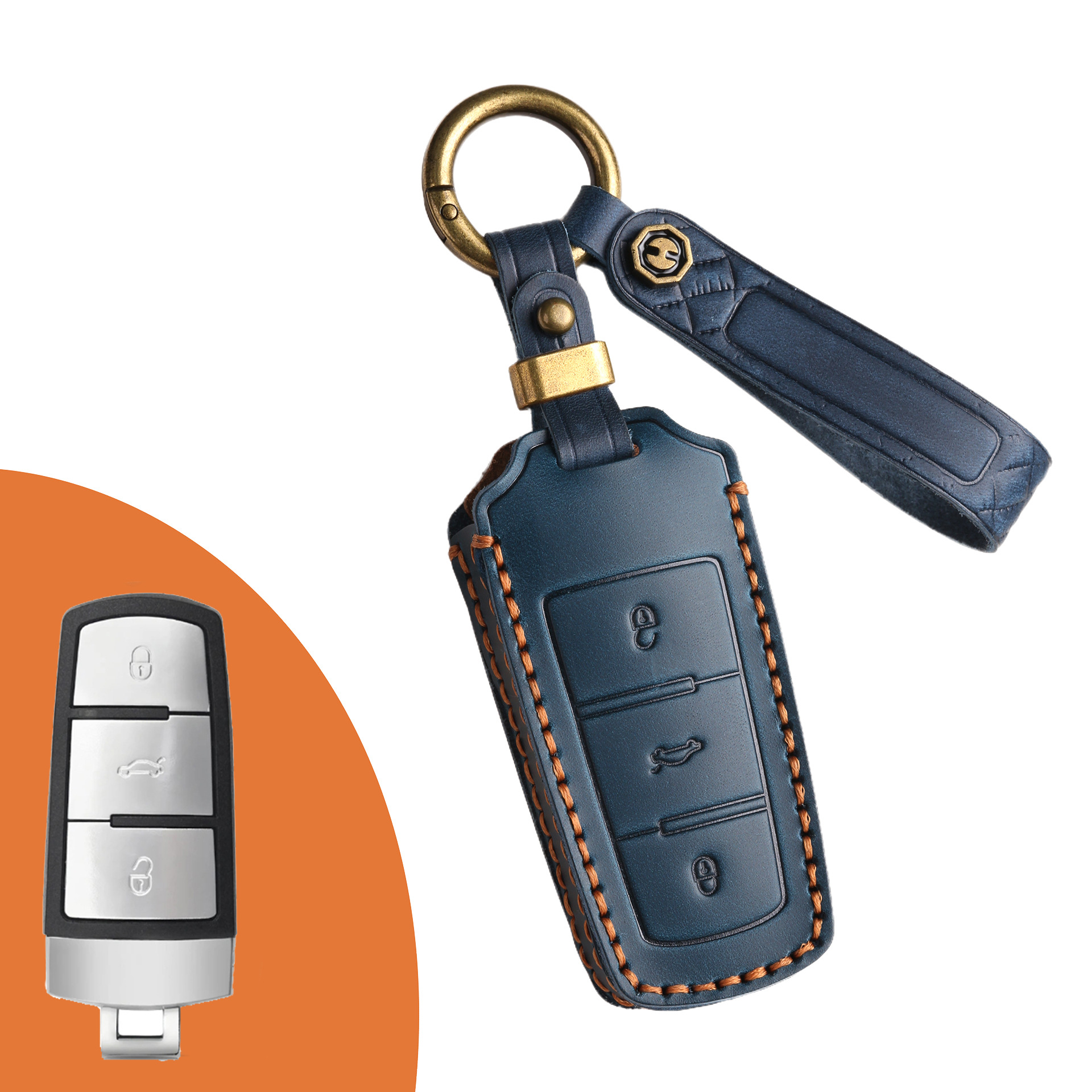 Key Fob Cover For VW,Crazy Horse Leather