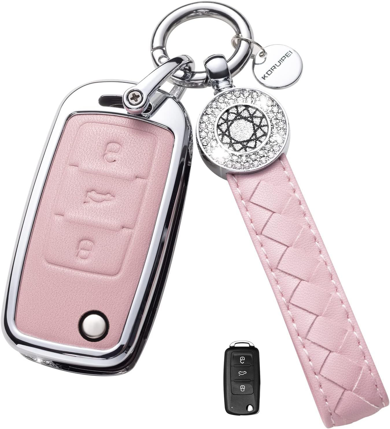Key Fob Cover For Volkswagen Metal-Diamond, Pink