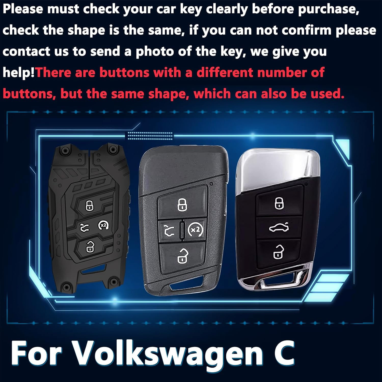 Key Fob Cover For VW Golf,Metal-Mecha