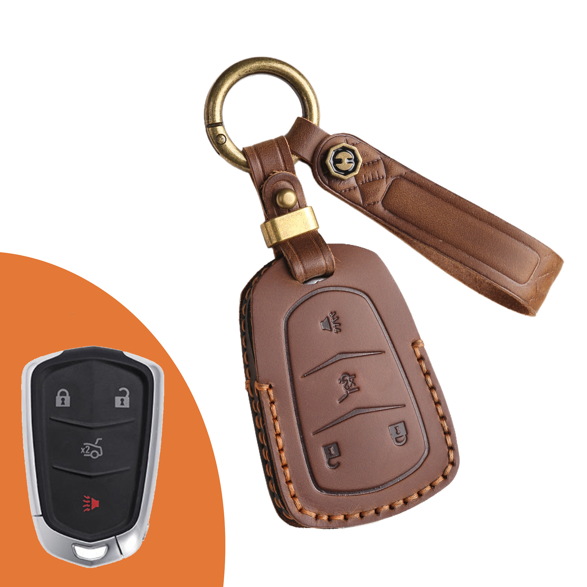 Key Fob Cover For Cadillac,Crazy Horse Leather