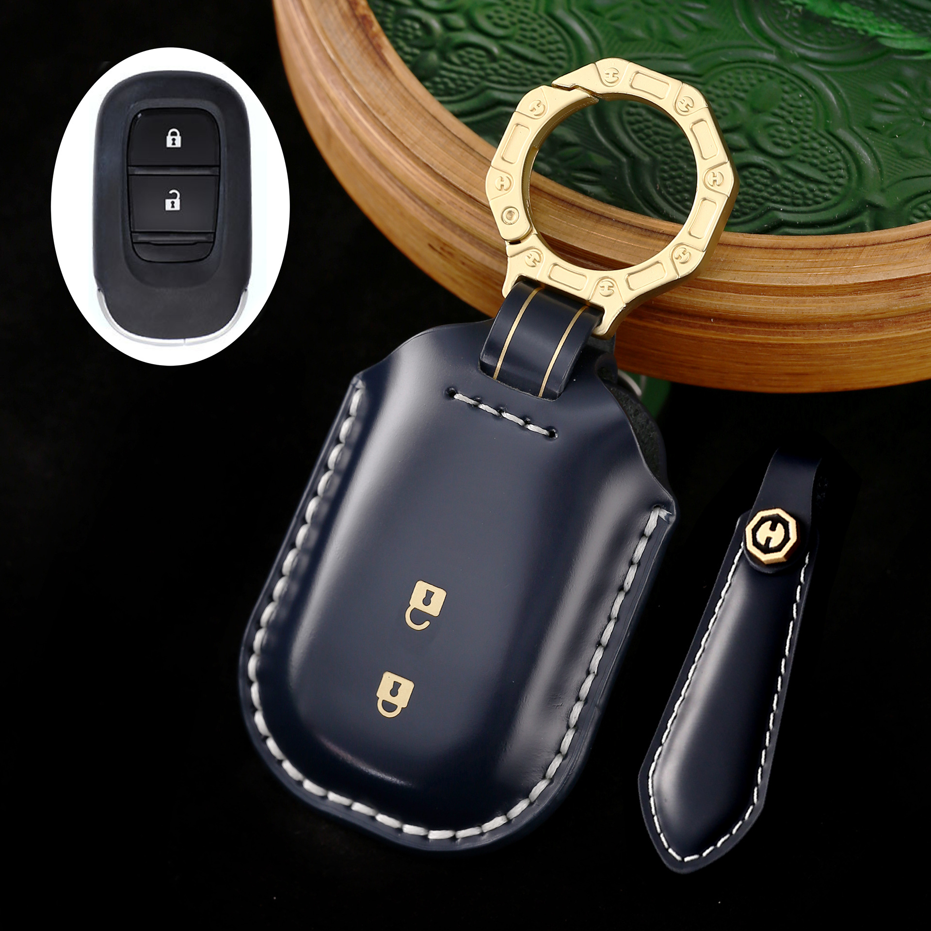 Key Fob Cover For Honda Fit,Cordovan Leather
