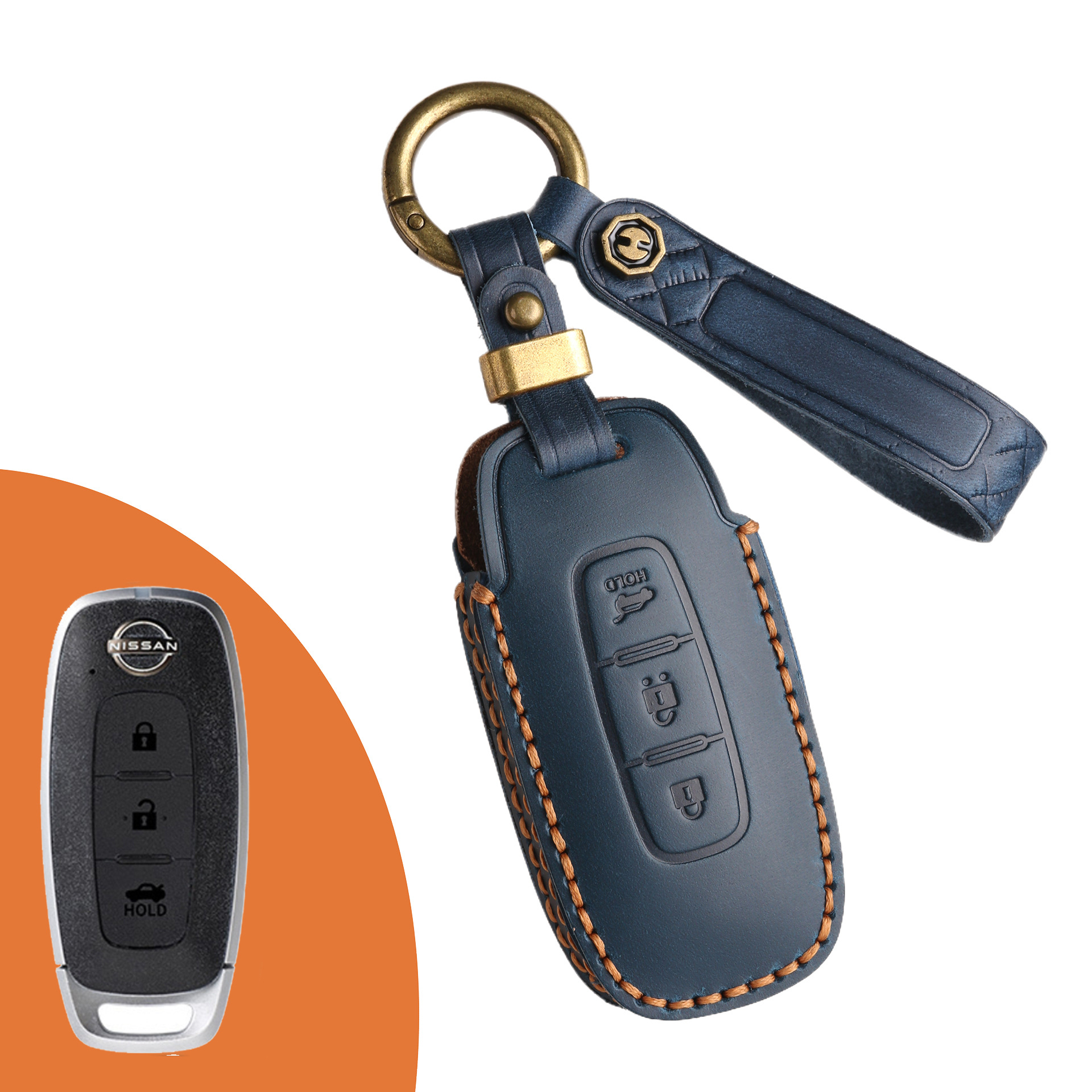 Key Fob Cover For Nissan Teana,Crazy Horse Leather