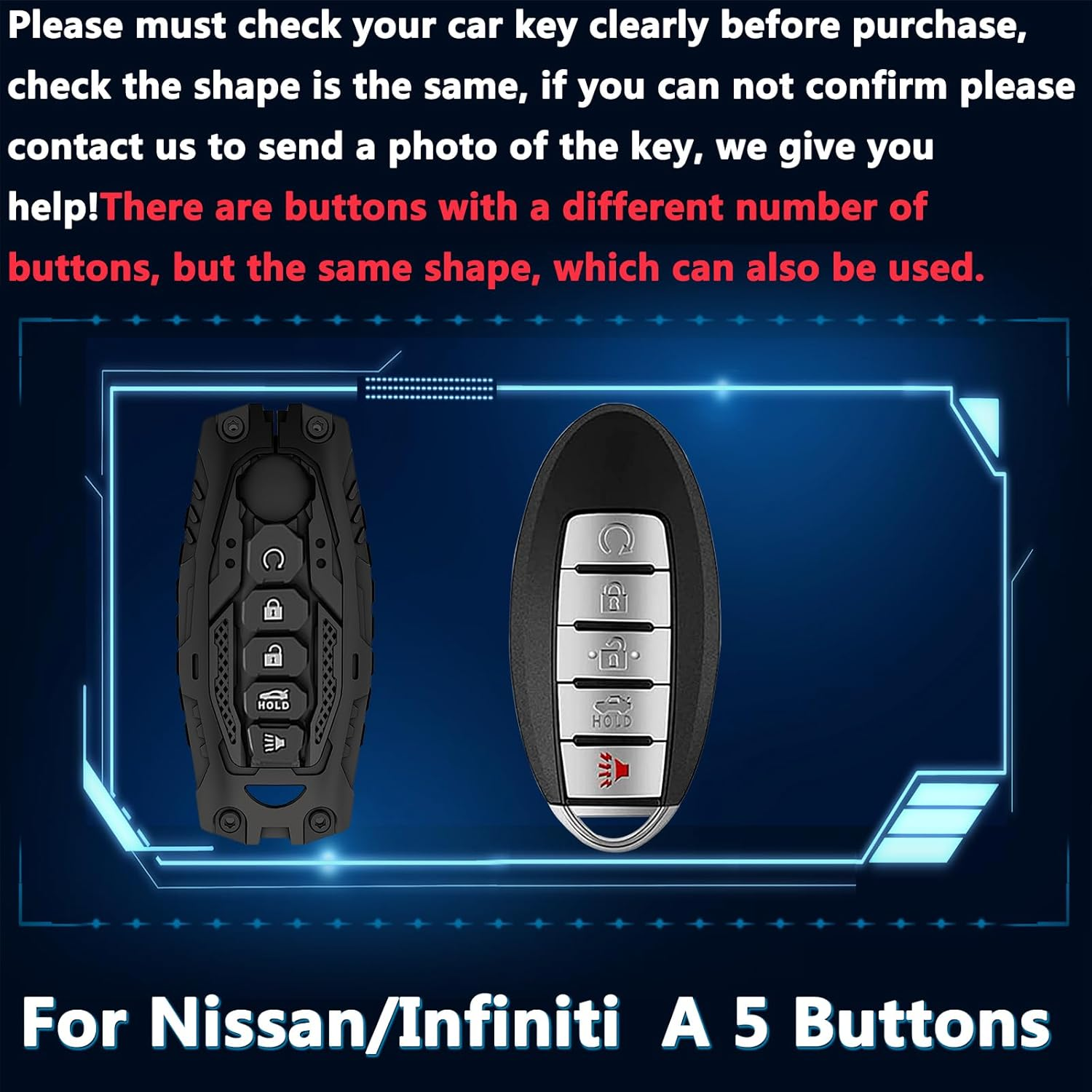 Key Fob Cover For Nissan,Metal-Mecha