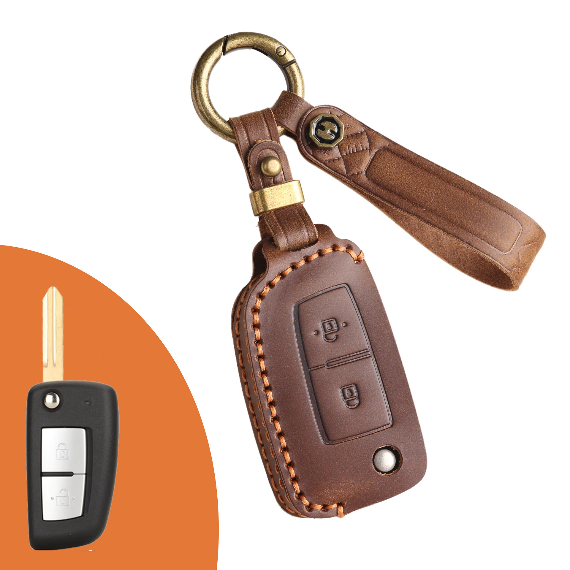 Key Fob Cover For Nissan,Crazy Horse Leather
