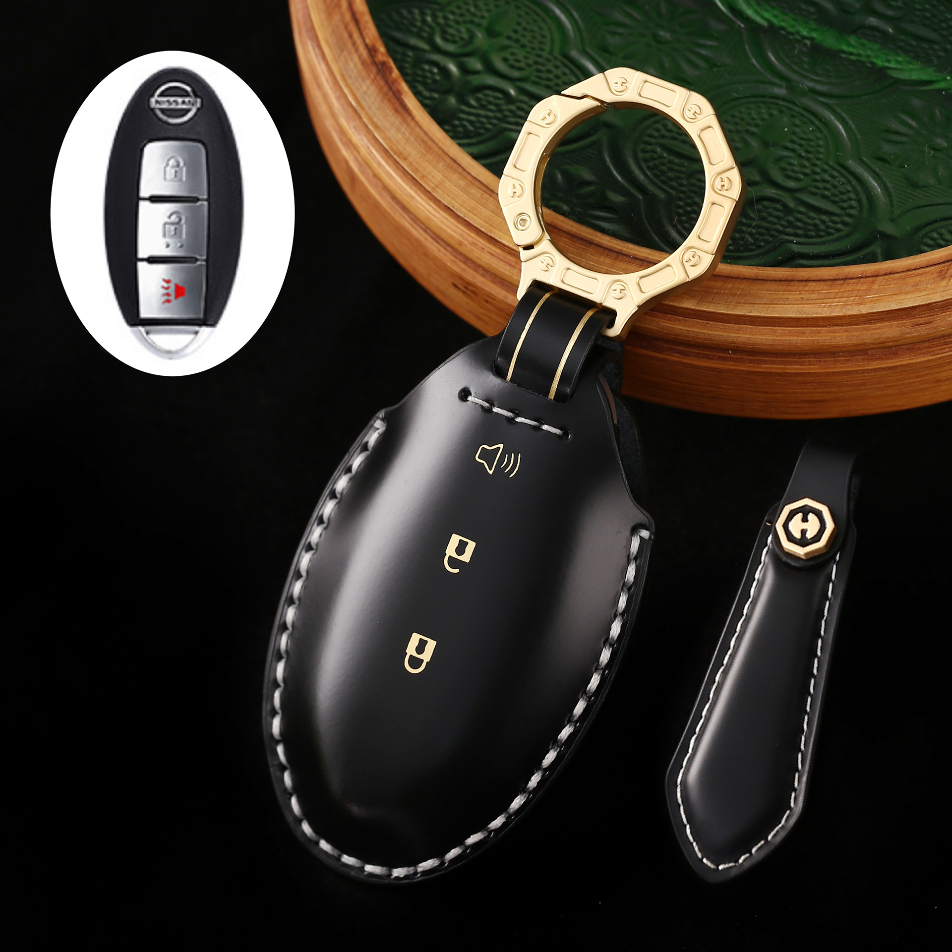 Key Fob Cover For Nissan,Cordovan Leather