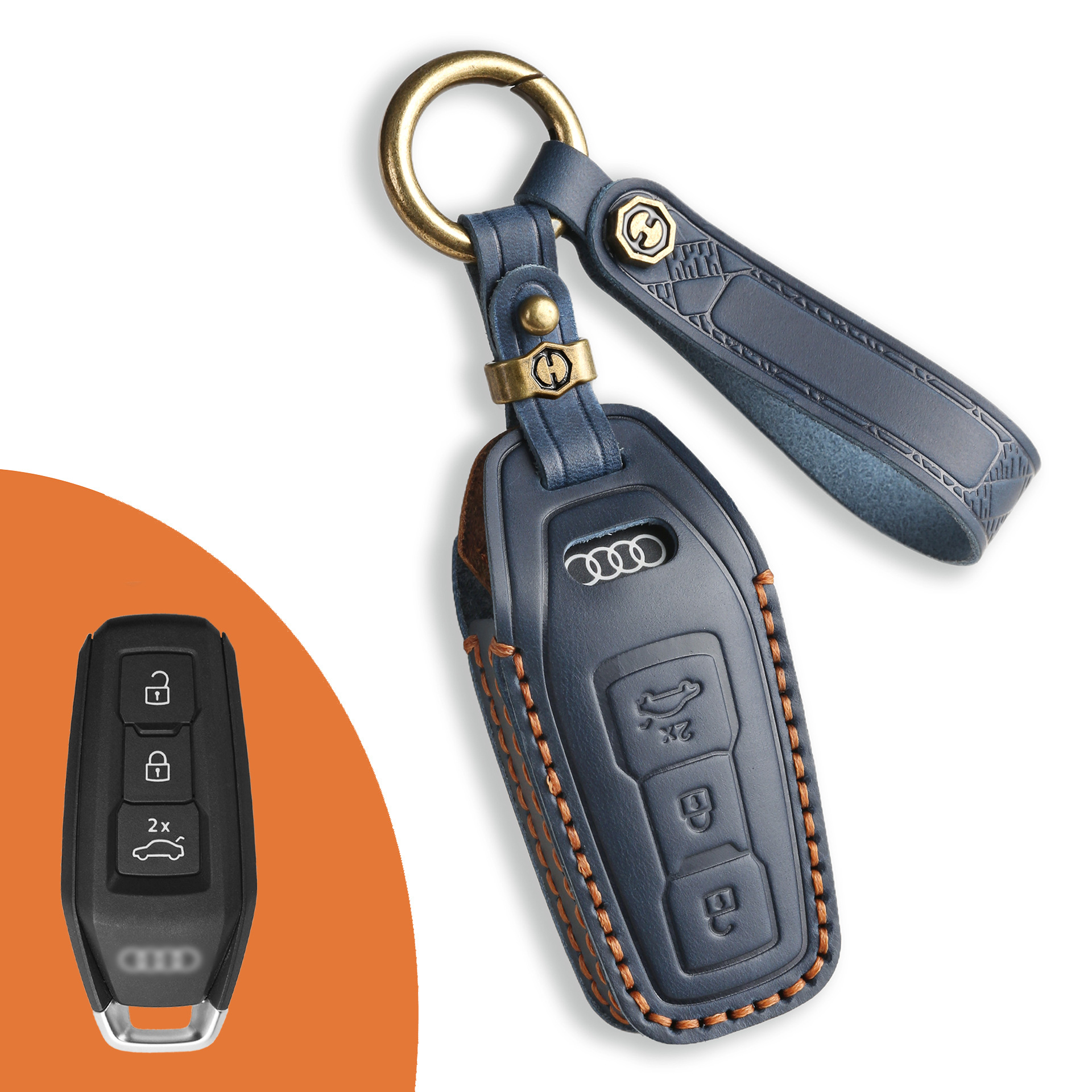 Key Fob Cover For Audi Q8,Crazy Horse Leather