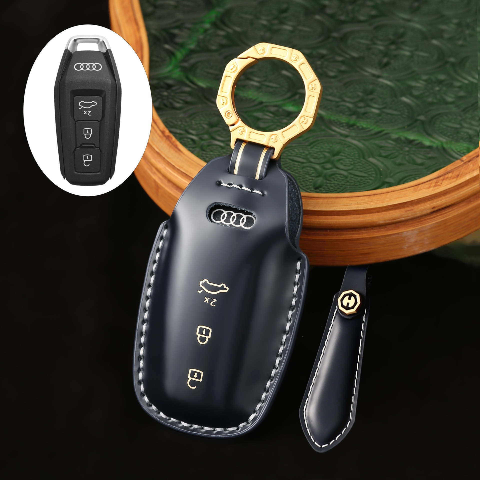 Key Fob Cover For Audi A8,Cordovan Leather