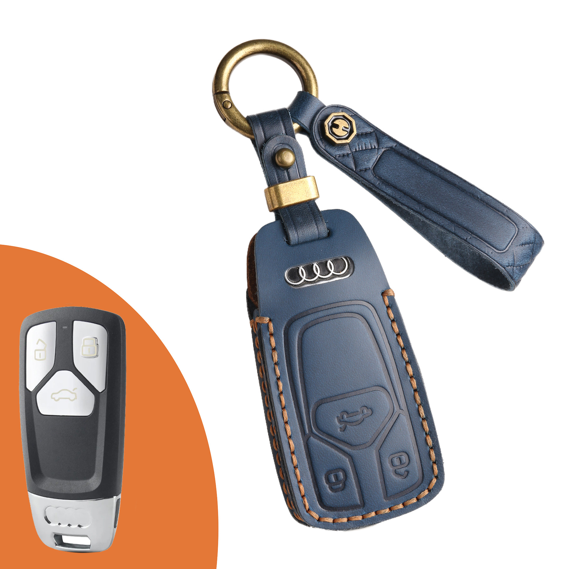 Key Fob Cover For Audi A6,Crazy Horse Leather