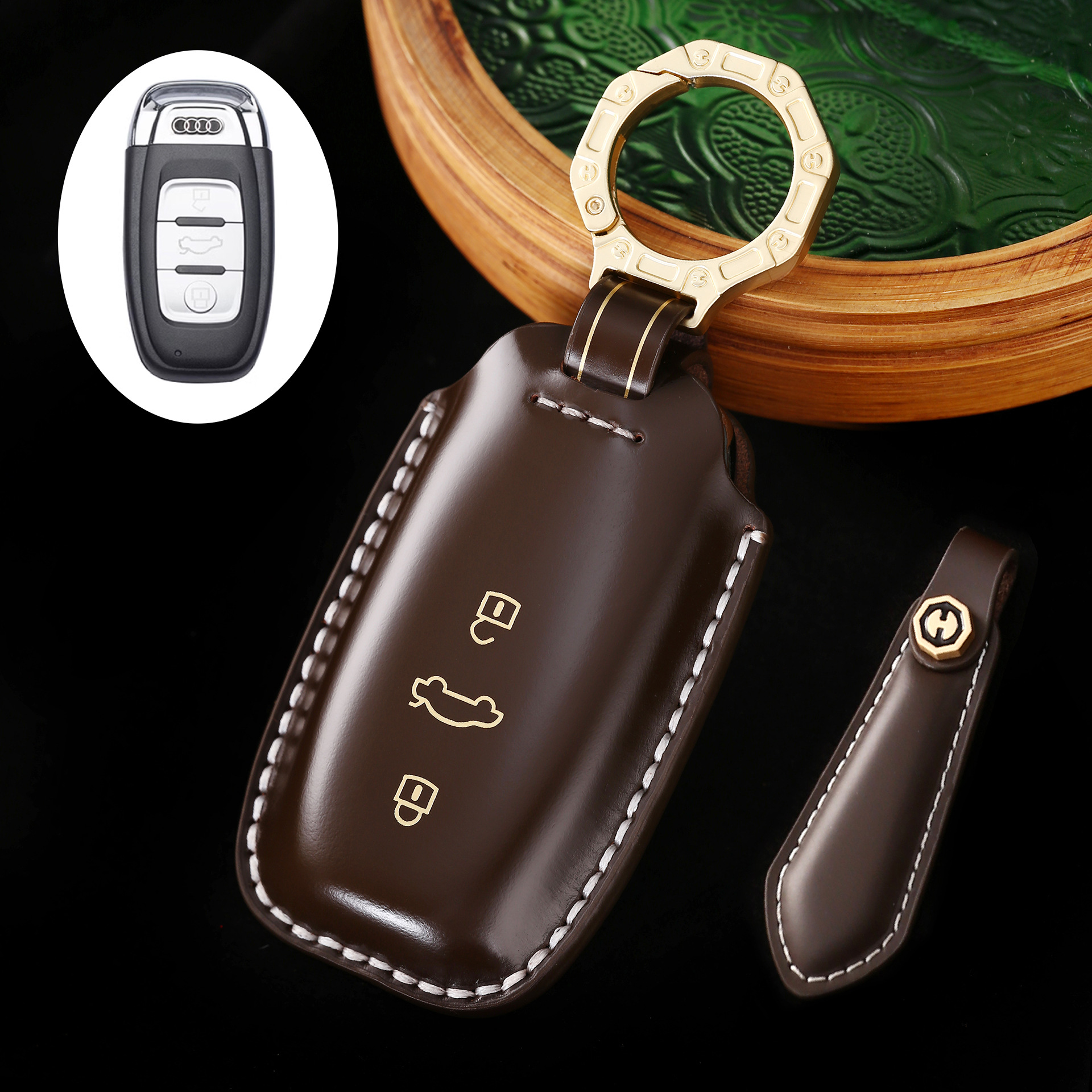 Key Fob Cover For Audi,Cordovan Leather