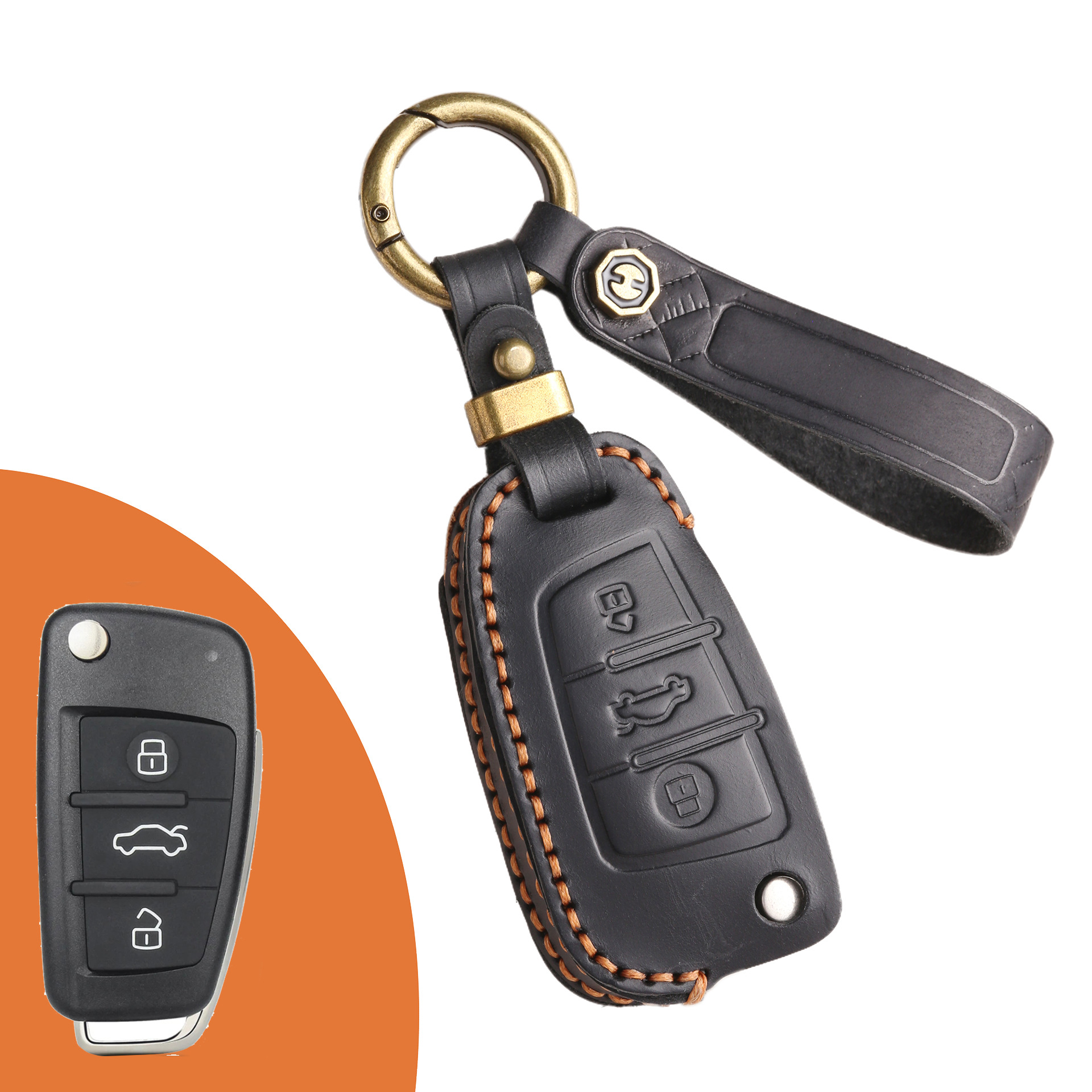 Key Fob Cover For Audi A3,Crazy Horse Leather
