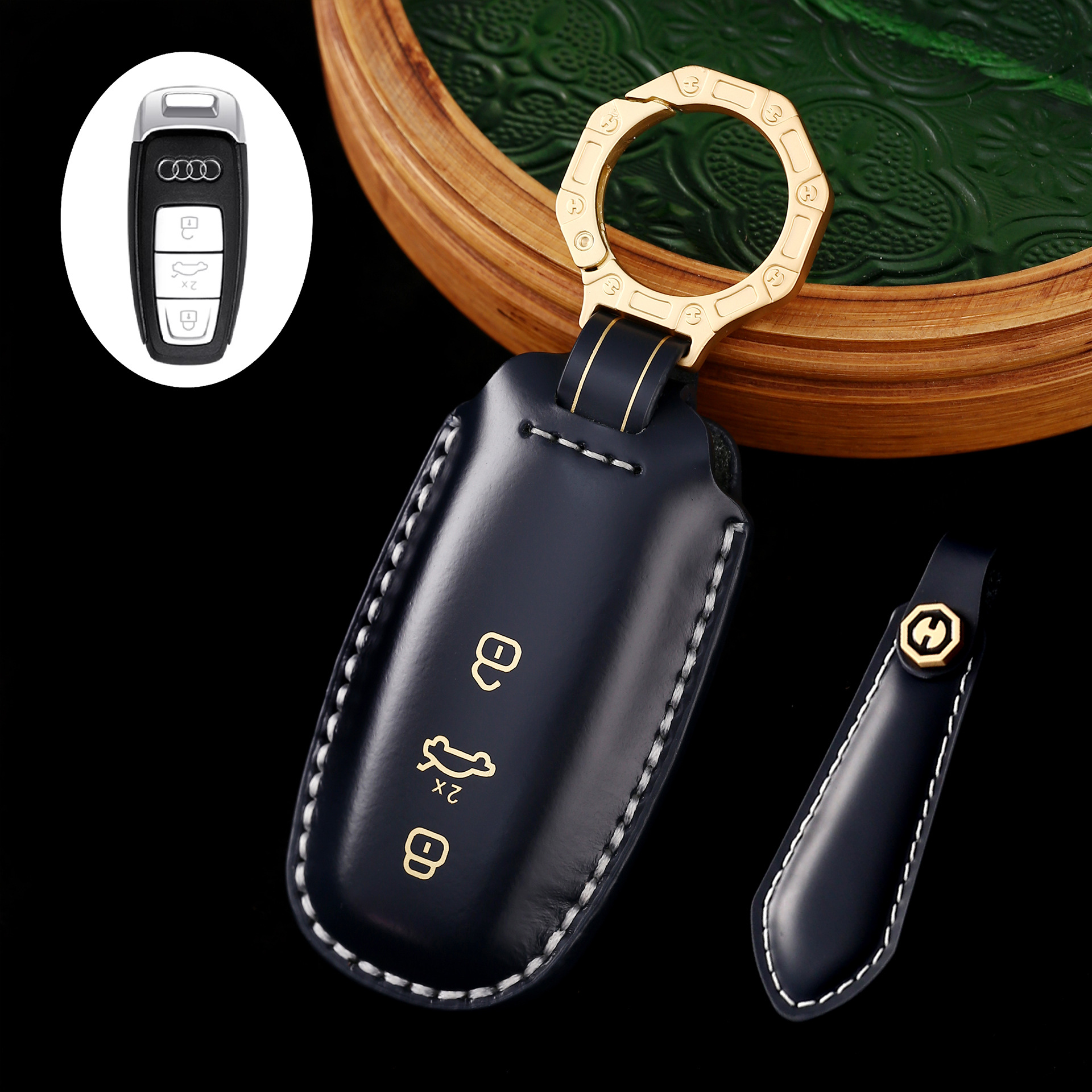 Key Fob Cover For Audi A8,Cordovan Leather