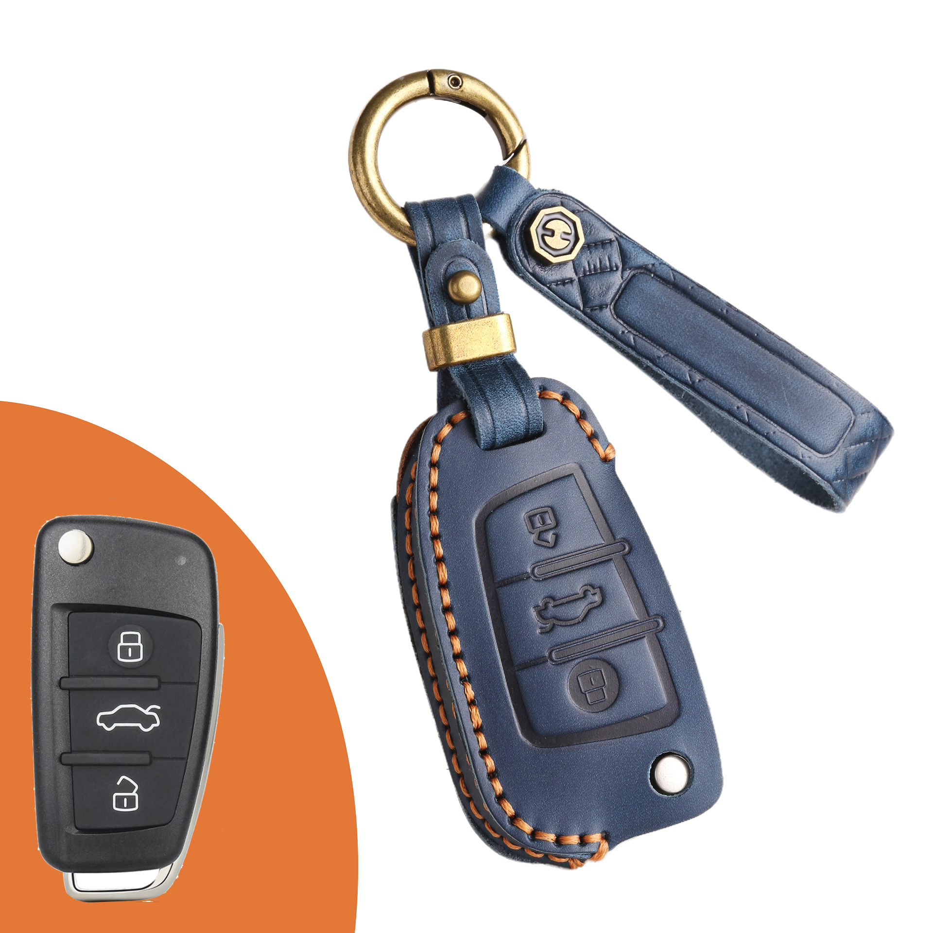 Key Fob Cover For Audi A3,Crazy Horse Leather