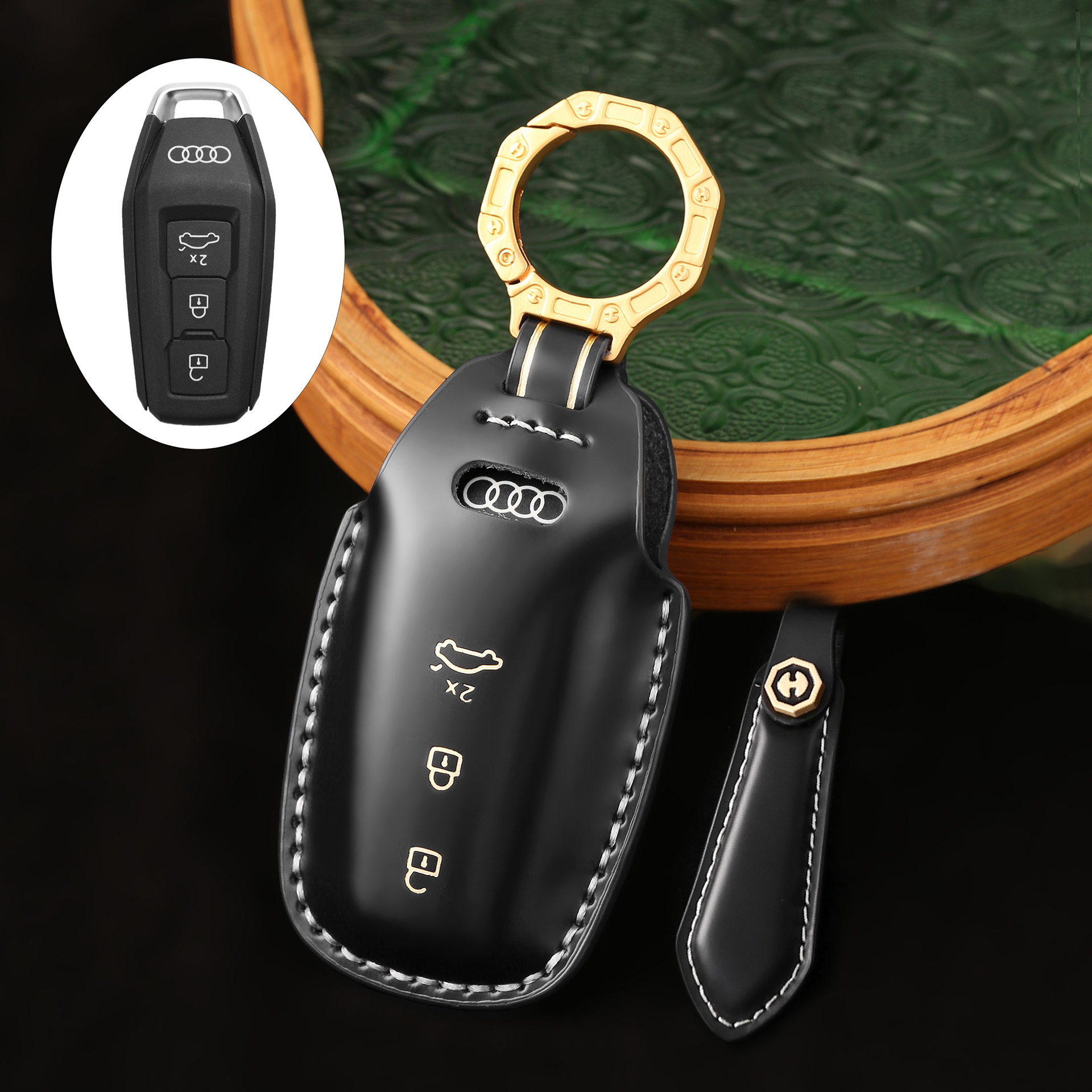 Key Fob Cover For Audi A8,Cordovan Leather