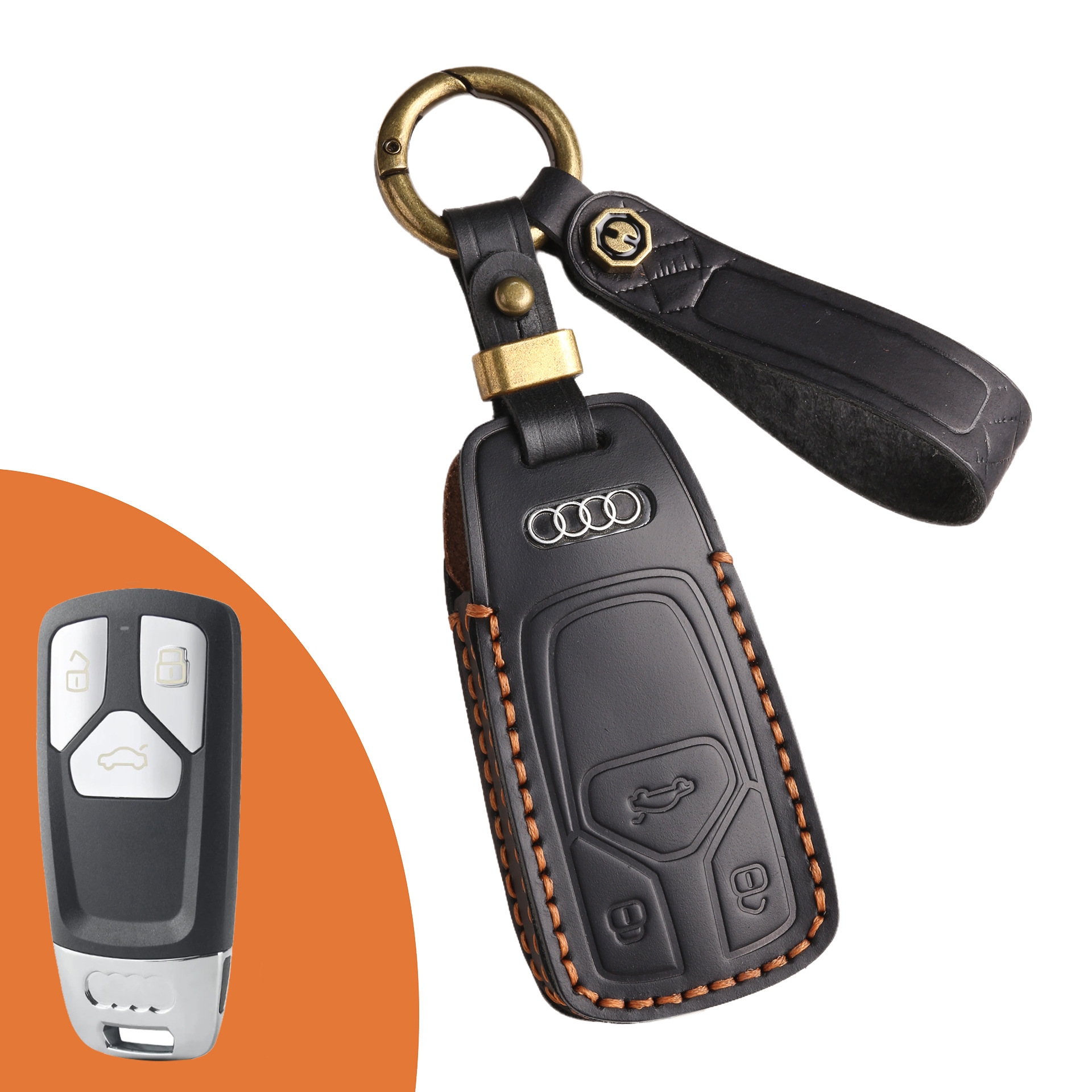Key Fob Cover For Audi A6,Crazy Horse Leather