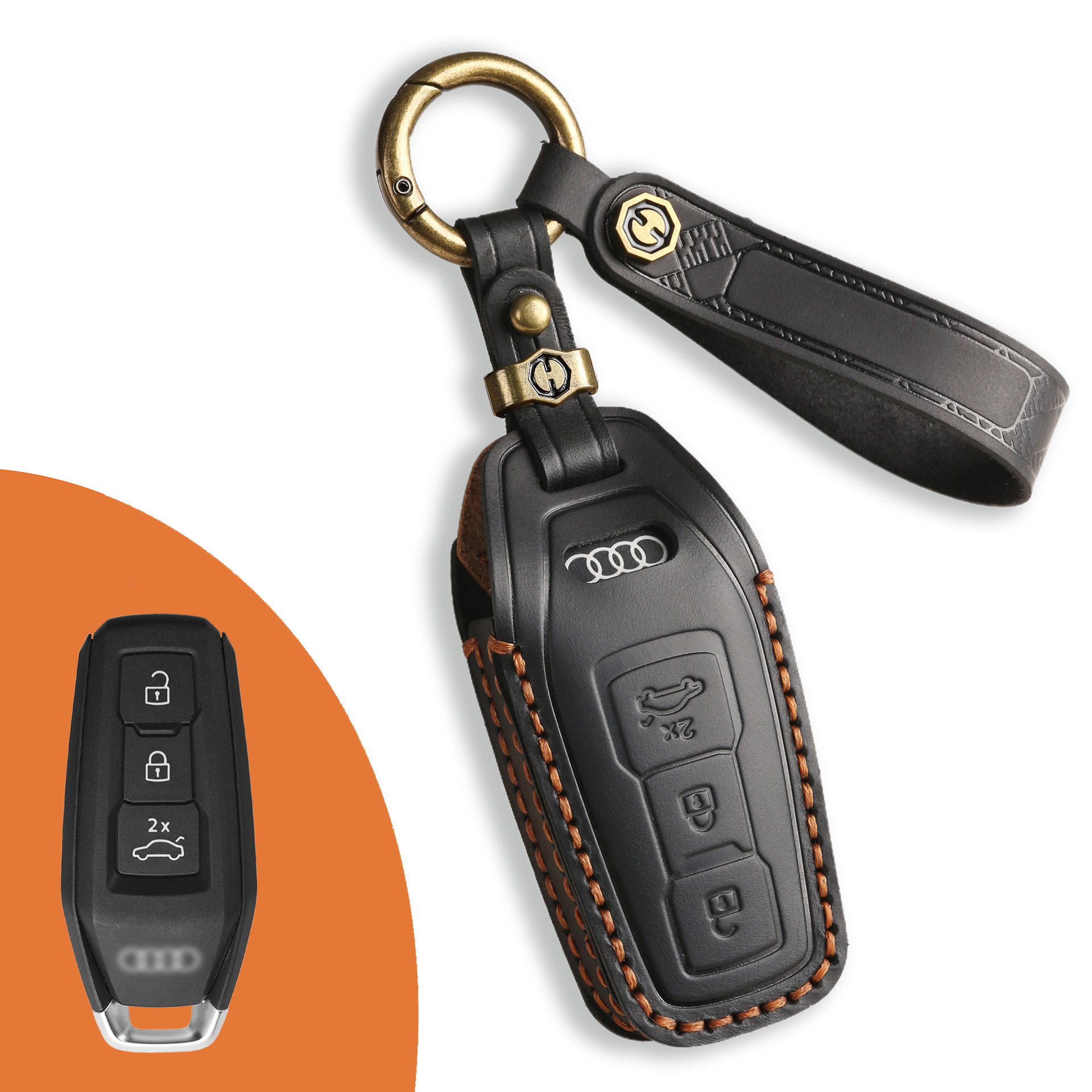 Key Fob Cover For Audi Q8,Crazy Horse Leather