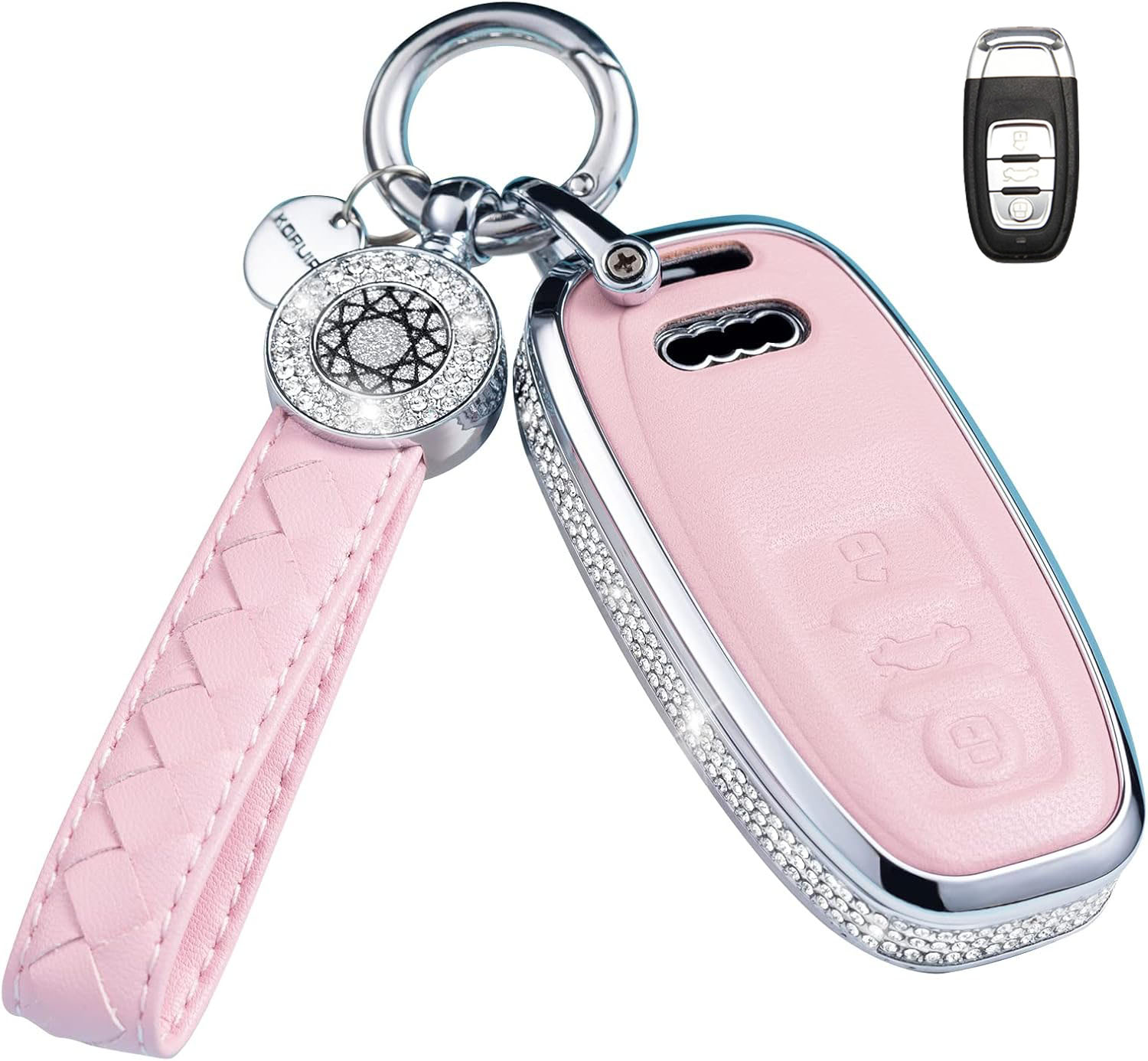 Key Fob Cover For AUDI Metal-Diamond, Pink