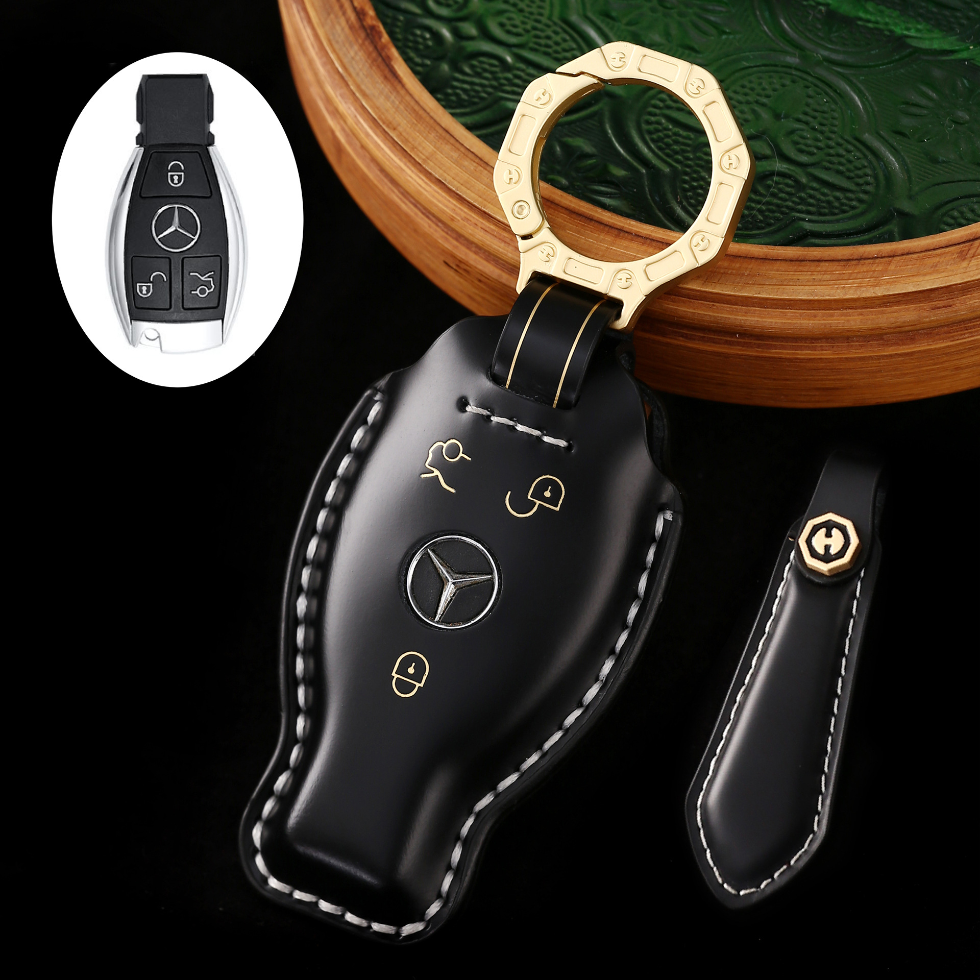 Key Fob Cover For Mercedes,Cordovan Leather